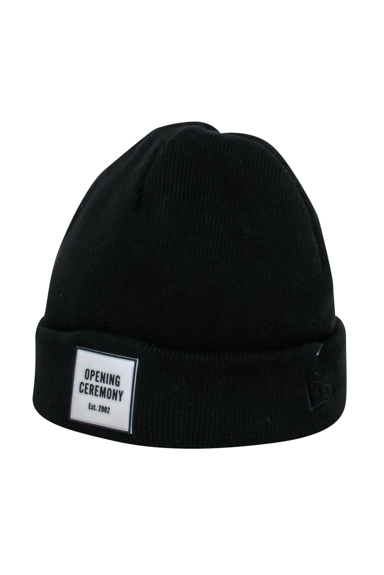 Opening Ceremony - Stylish Black Knit Beanie with Iconic Logo Patch