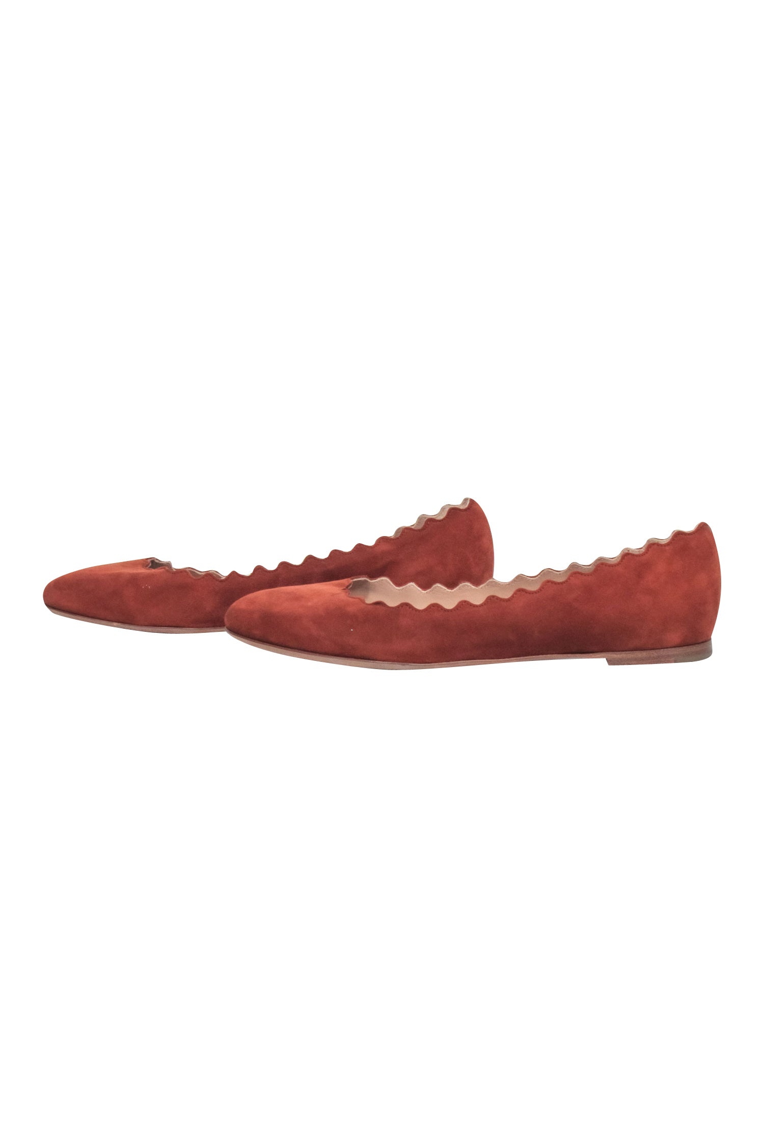 Chloe Tan Suede Scallop Edge Flats - Size 6: Boho - Chic Style!