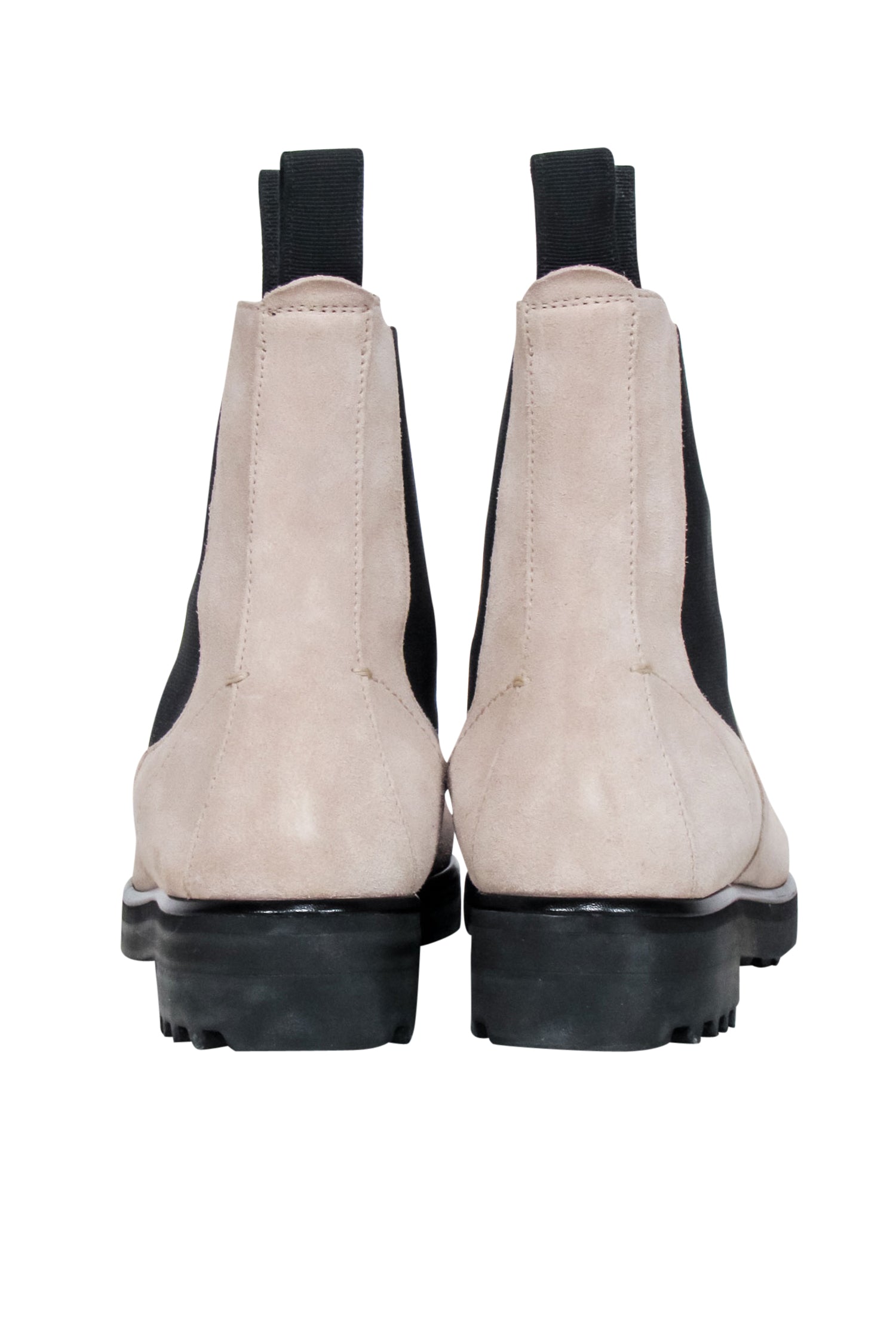 Emme Parsons' Chic Beige & Black Suede Zion Short Boots - Size 7