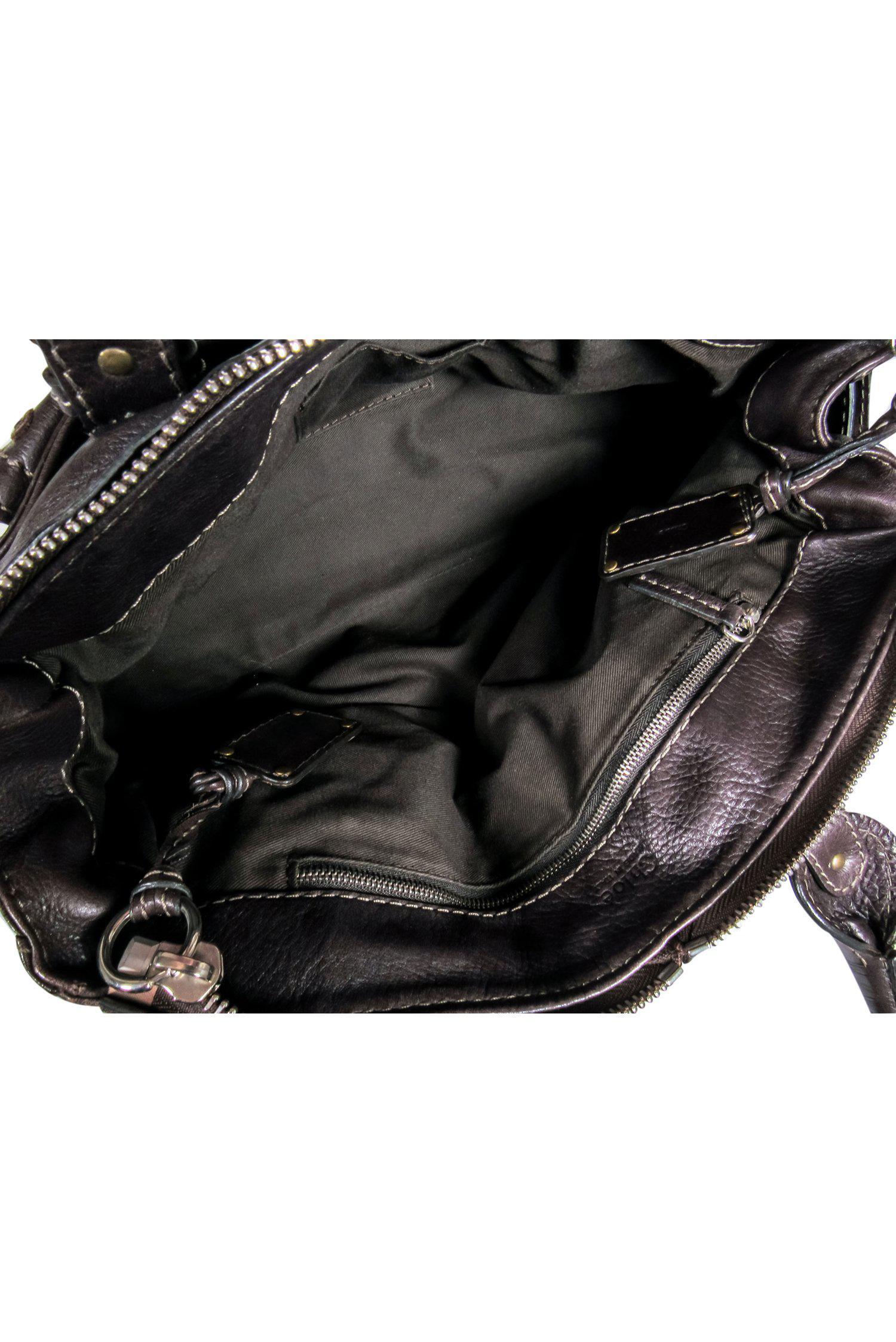 Chloe - Stylish Brown Leather Large Handbag with Lock and Chain
