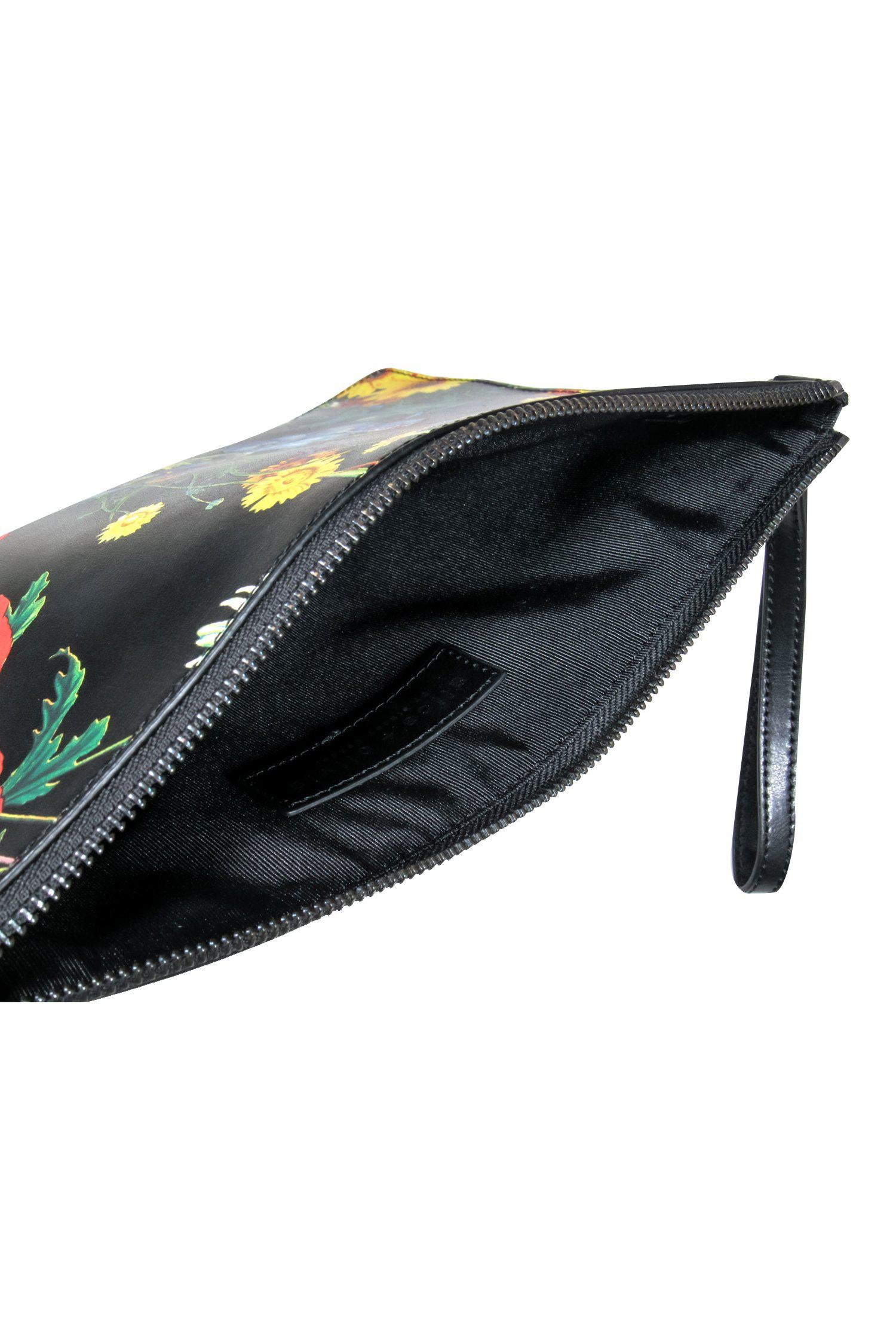Alice & Olivia - Stunning Black & Multicolor Floral Print Zippered Clutch