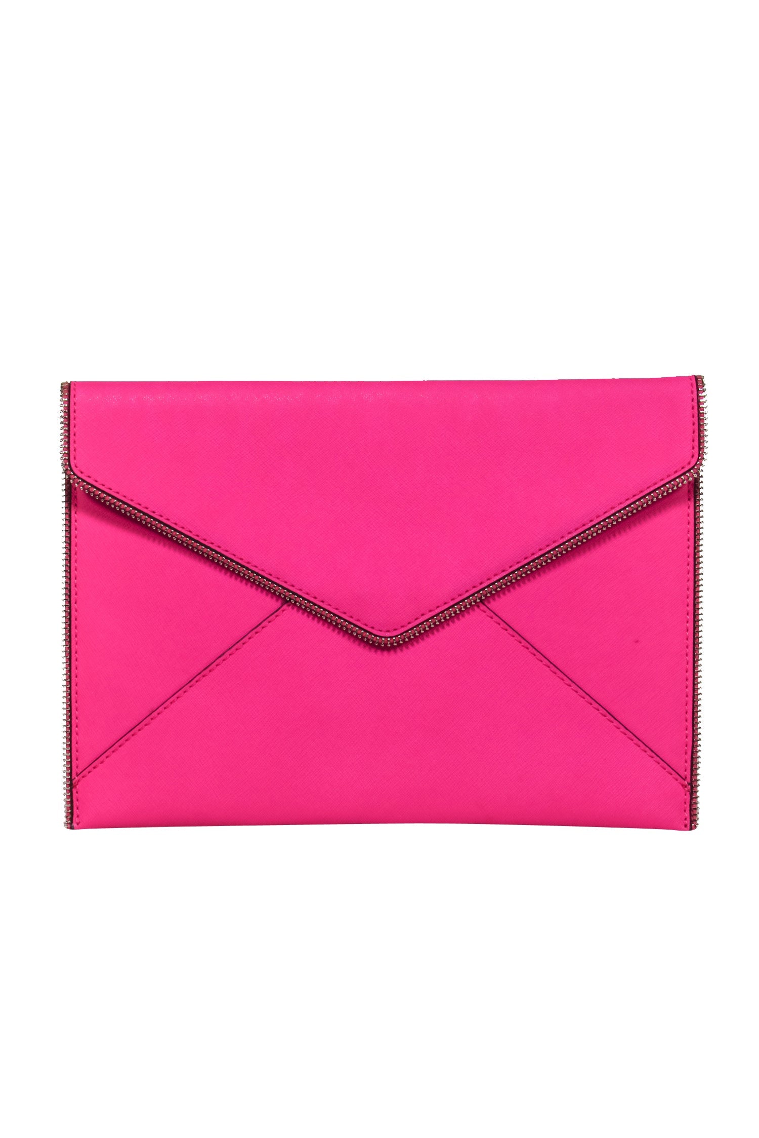 Rebecca Minkoff's Stunning Hot Pink Envelope Clutch with Zipper Trim