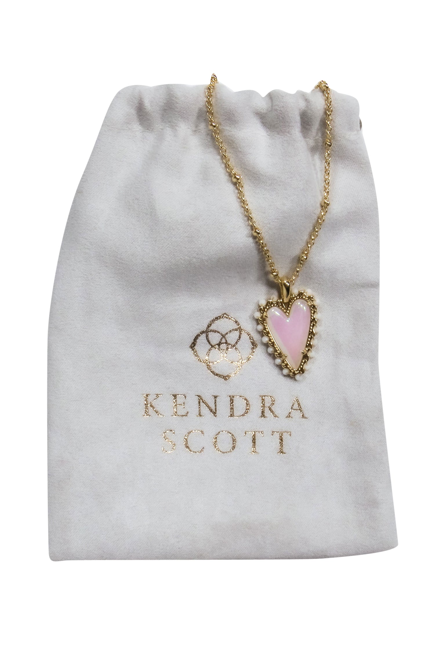 Kendra Scott's Irresistible Gold Chain Ansley Necklace with Iridescent Heart Pendant