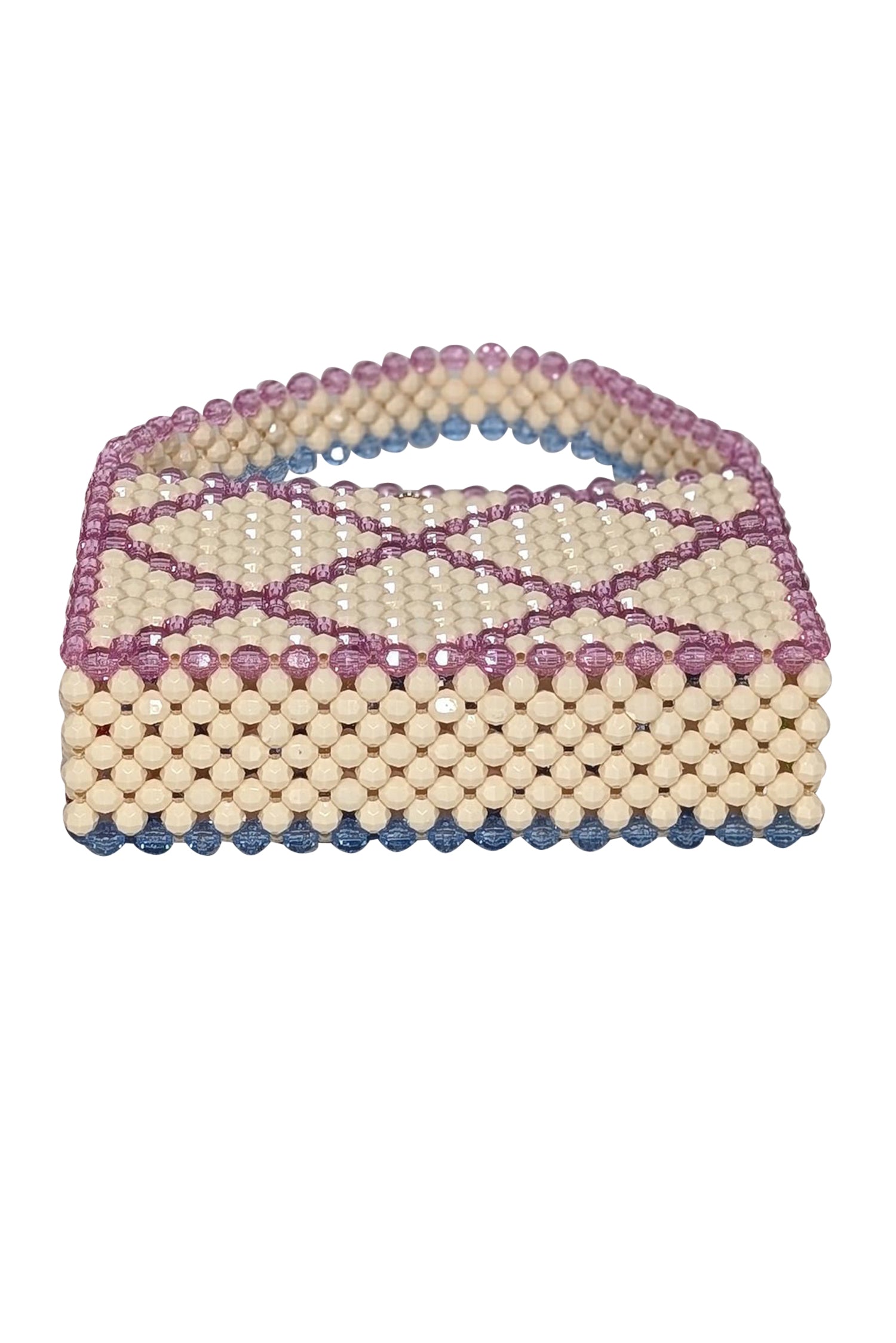 Susan Alexandra - Stunning Ivory, Blue & Lavender Beaded Mini Bag