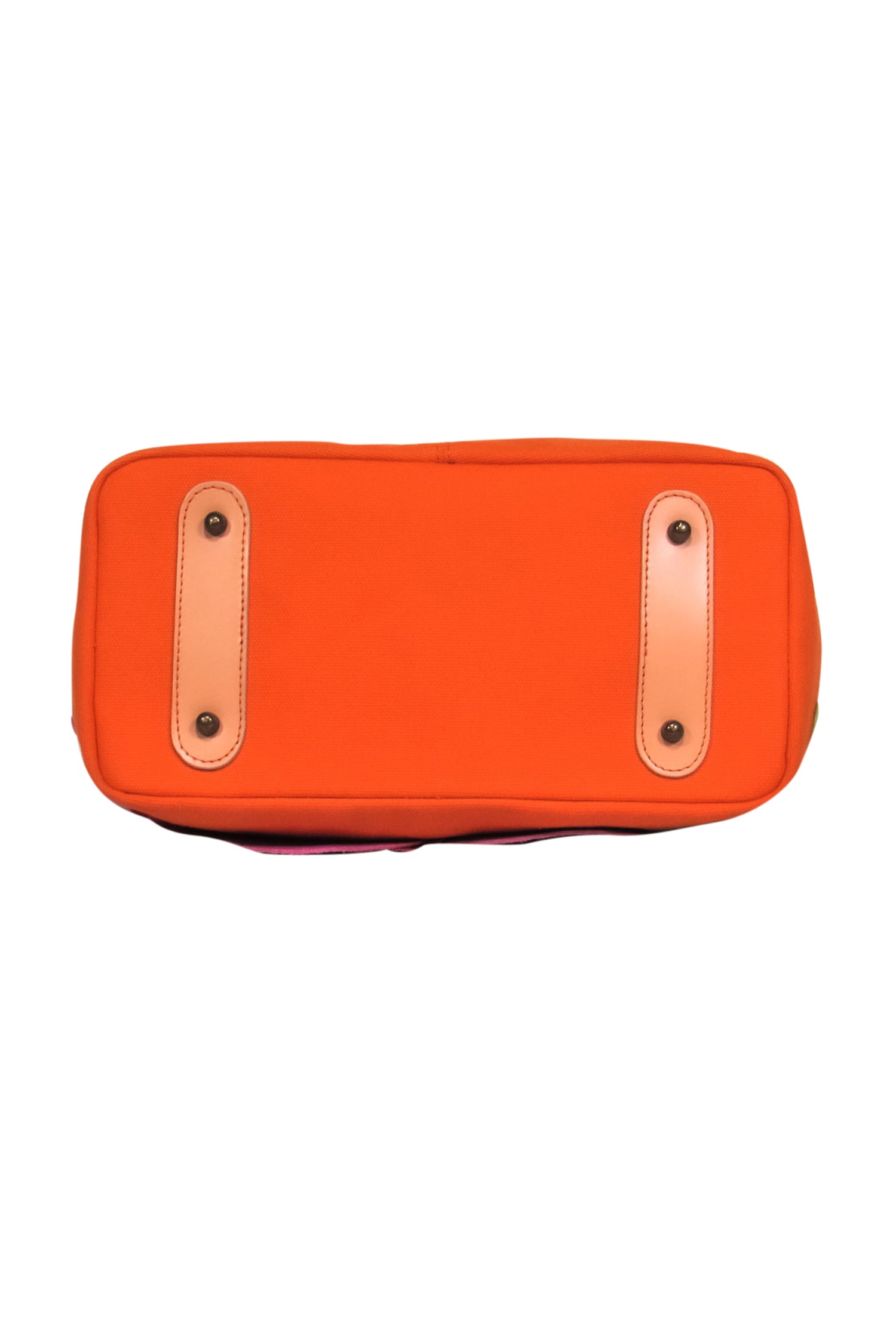 Lamarthe - Charming Small Orange Canvas Tote with Floral Applique