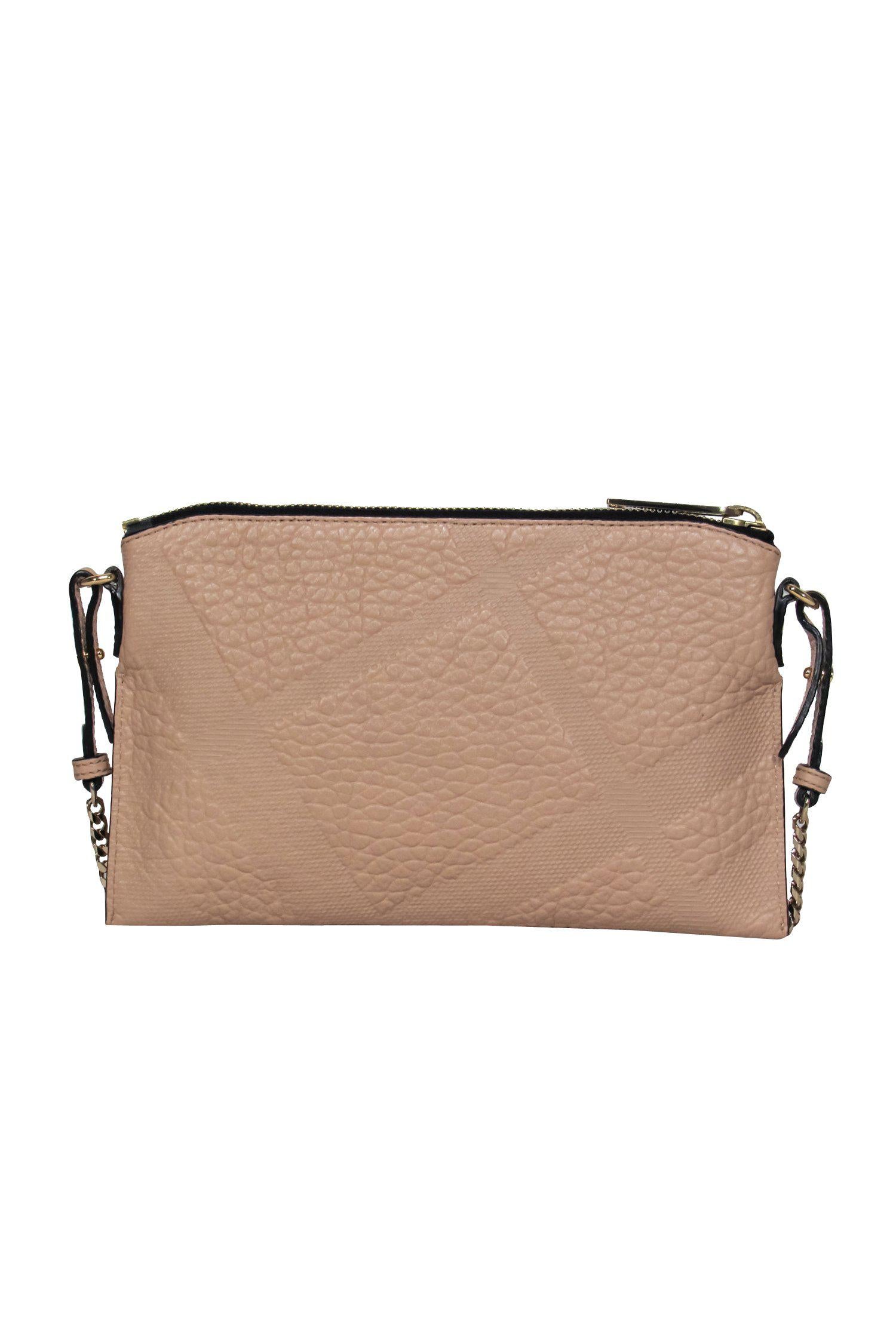 Burberry Tan Textured Leather Crossbody Bag with Gorgeous Gold Chain Strap
