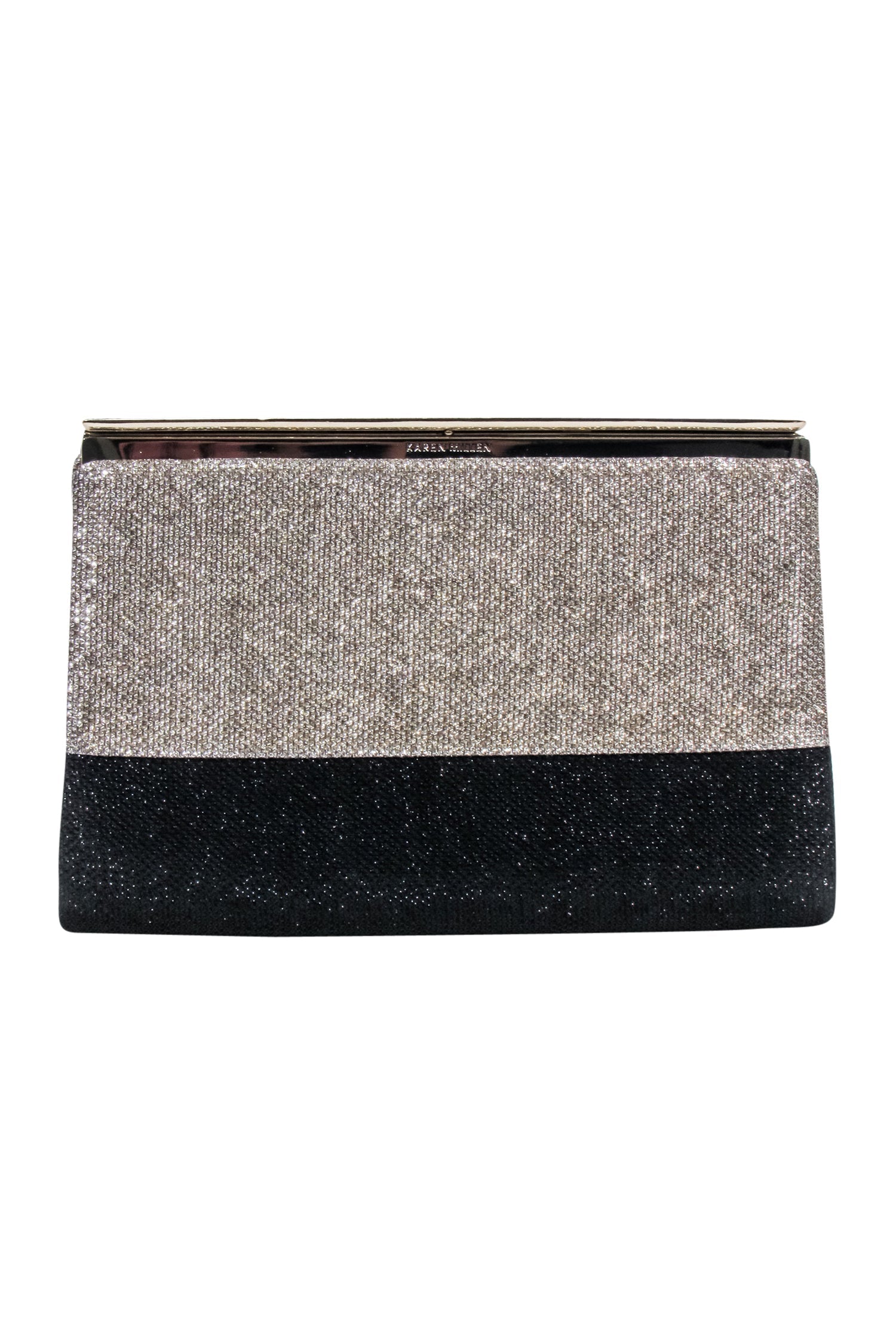 Karen Millen's Glittering Gold & Black Clutch: A Sparkling Accessory