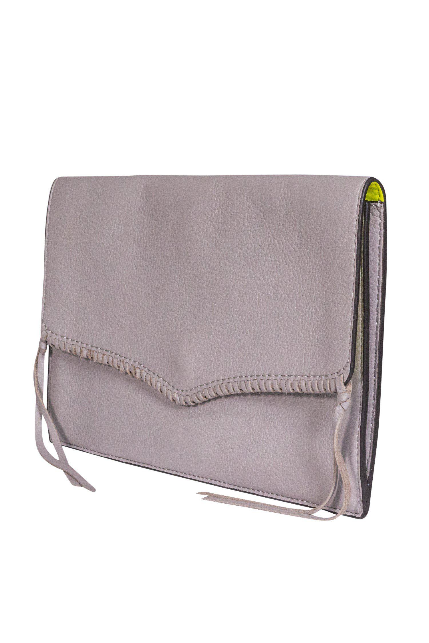 Rebecca Minkoff's Stylish Gray Envelope Clutch with Lacing