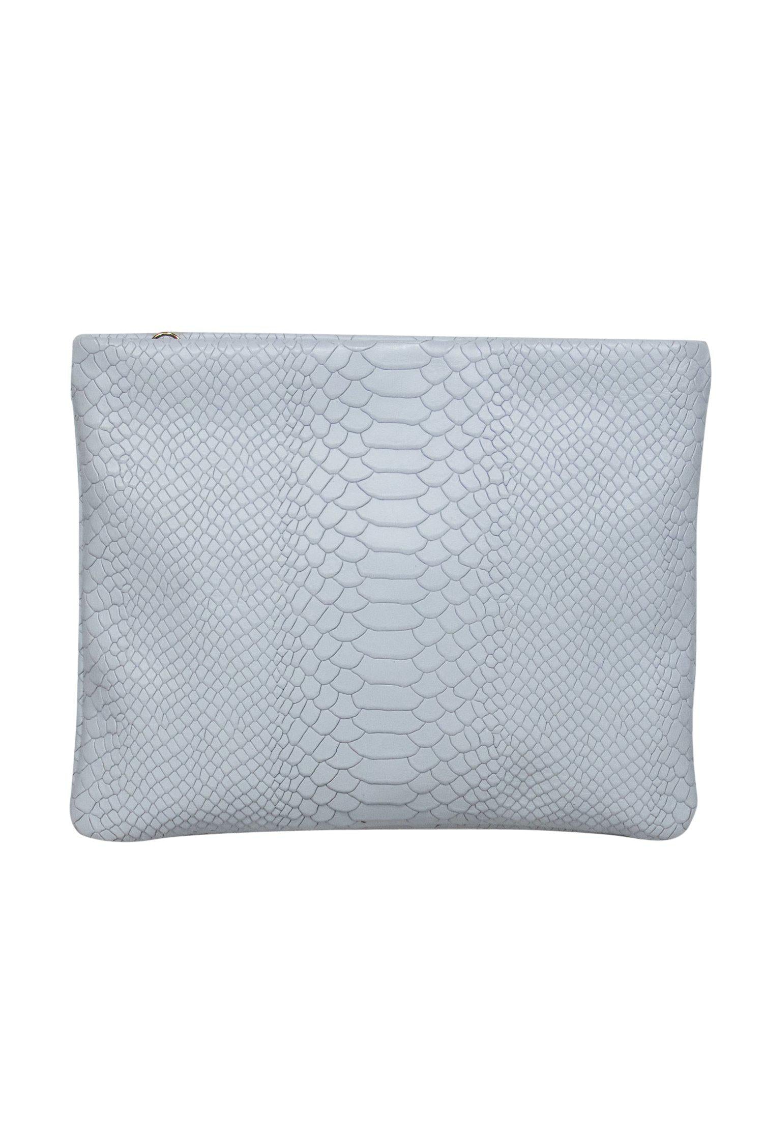 Gigi New York - Stunning Light Blue Snakeskin Embossed Convertible Crossbody