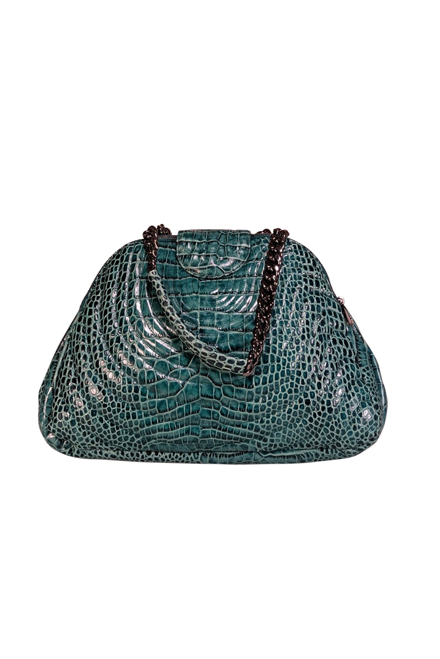 Henri Bendel - Stunning Teal Green Croc Textured Shoulder Bag