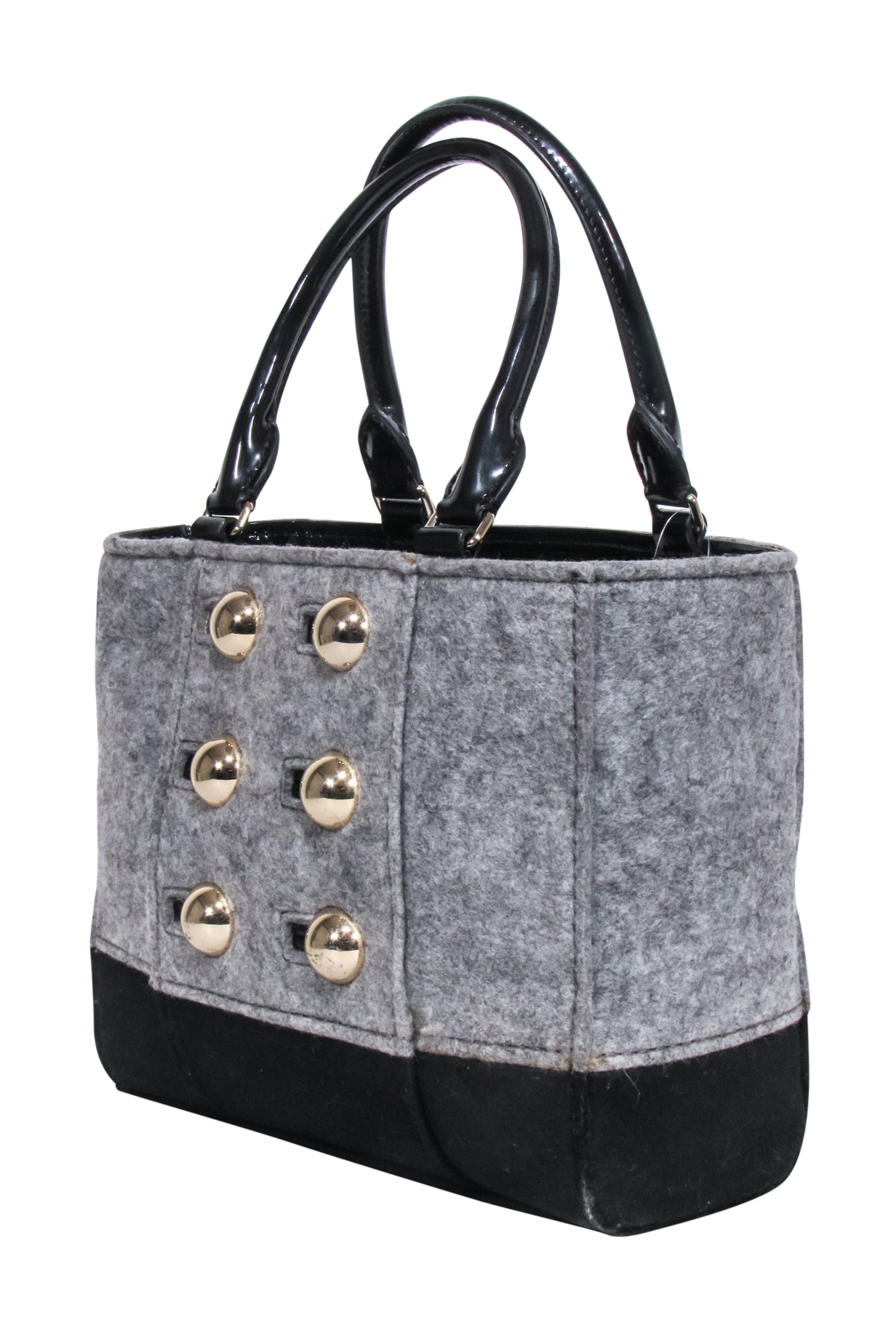 Kate Spade Grey & Black Double Breasted Button Front Luxury Handbag