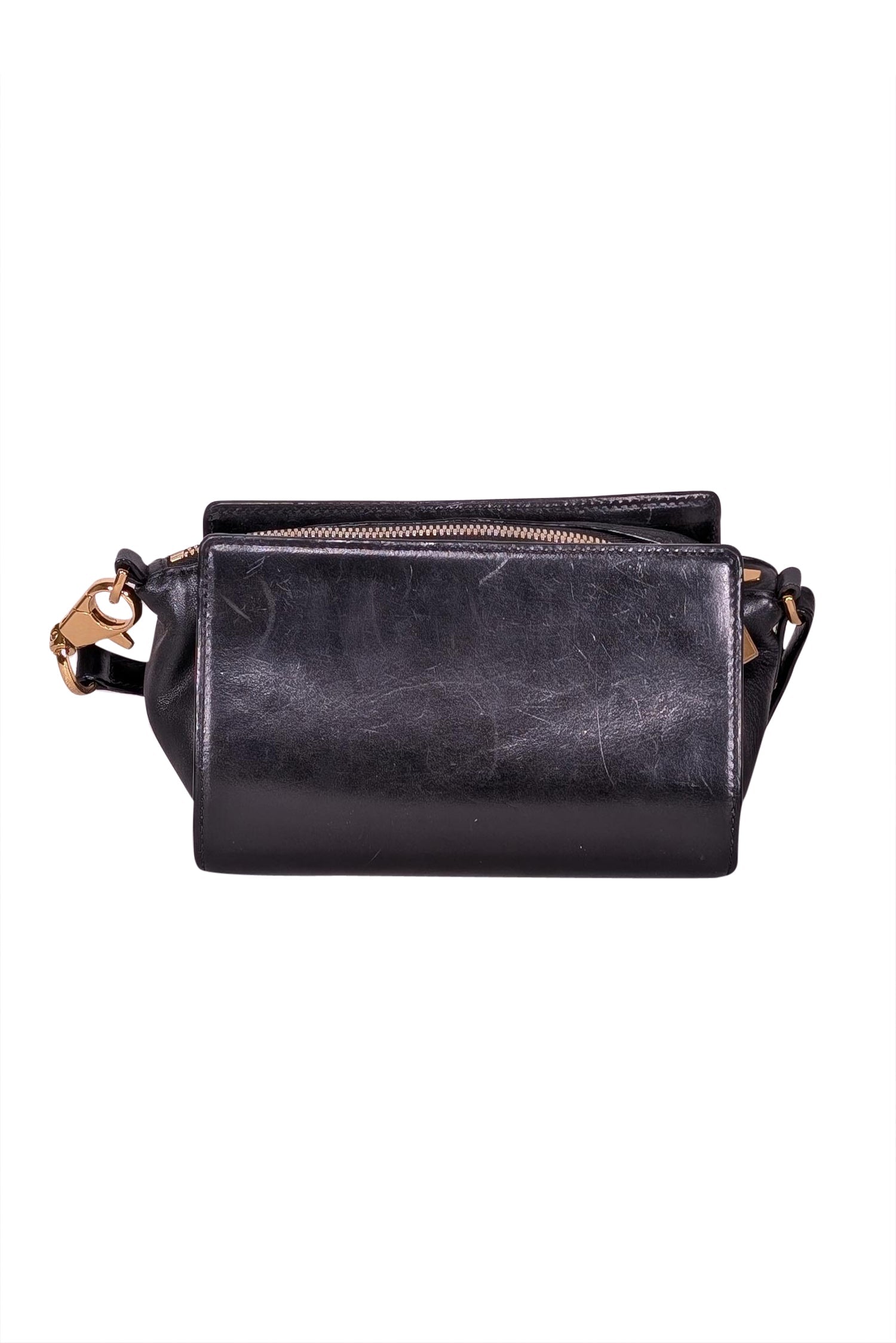 Alexander Wang's Edgy Black Leather Crossbody Bag with Gold Hardware