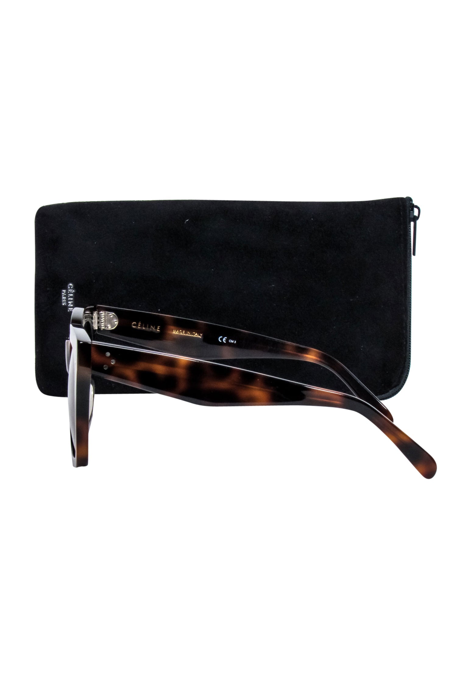 Celine Brown Tortoise Large Square Sunglasses with Three - Dot Print: A Stylish Summer Essential