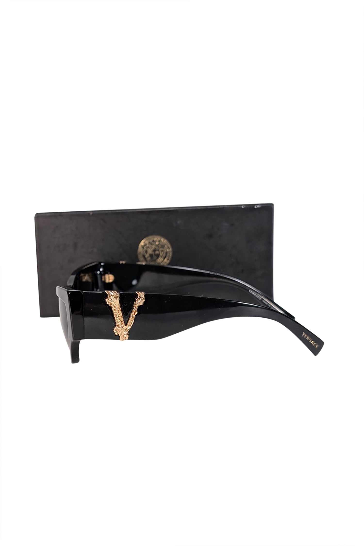 Versace Glamorous Black Thick Cat Eye Sunglasses