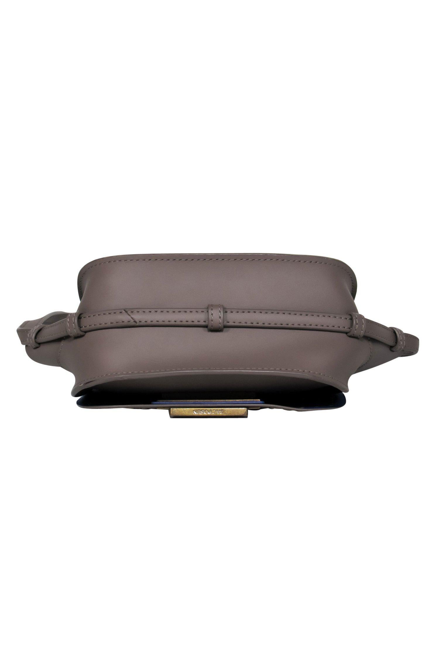 Zac Posen Taupe Leather Mini Crossbody with Grommets - A Chic Downtown Essential