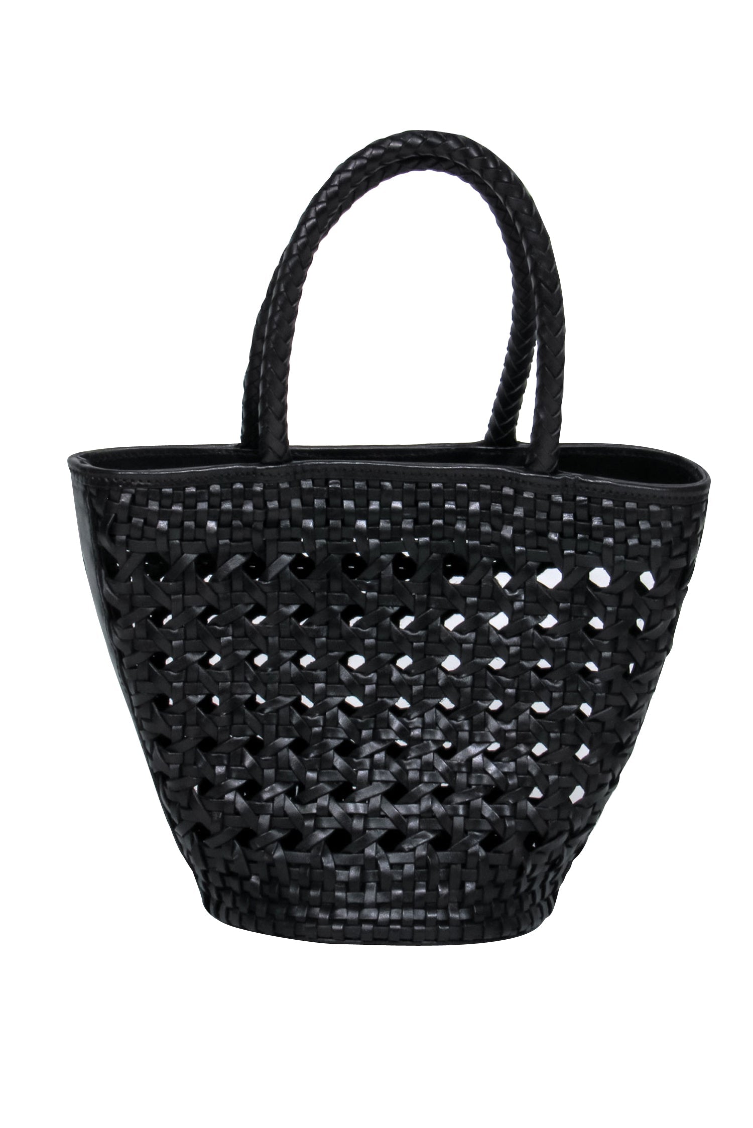 Reformation - Stunning Black Leather Woven Basket-Style Bucket Bag