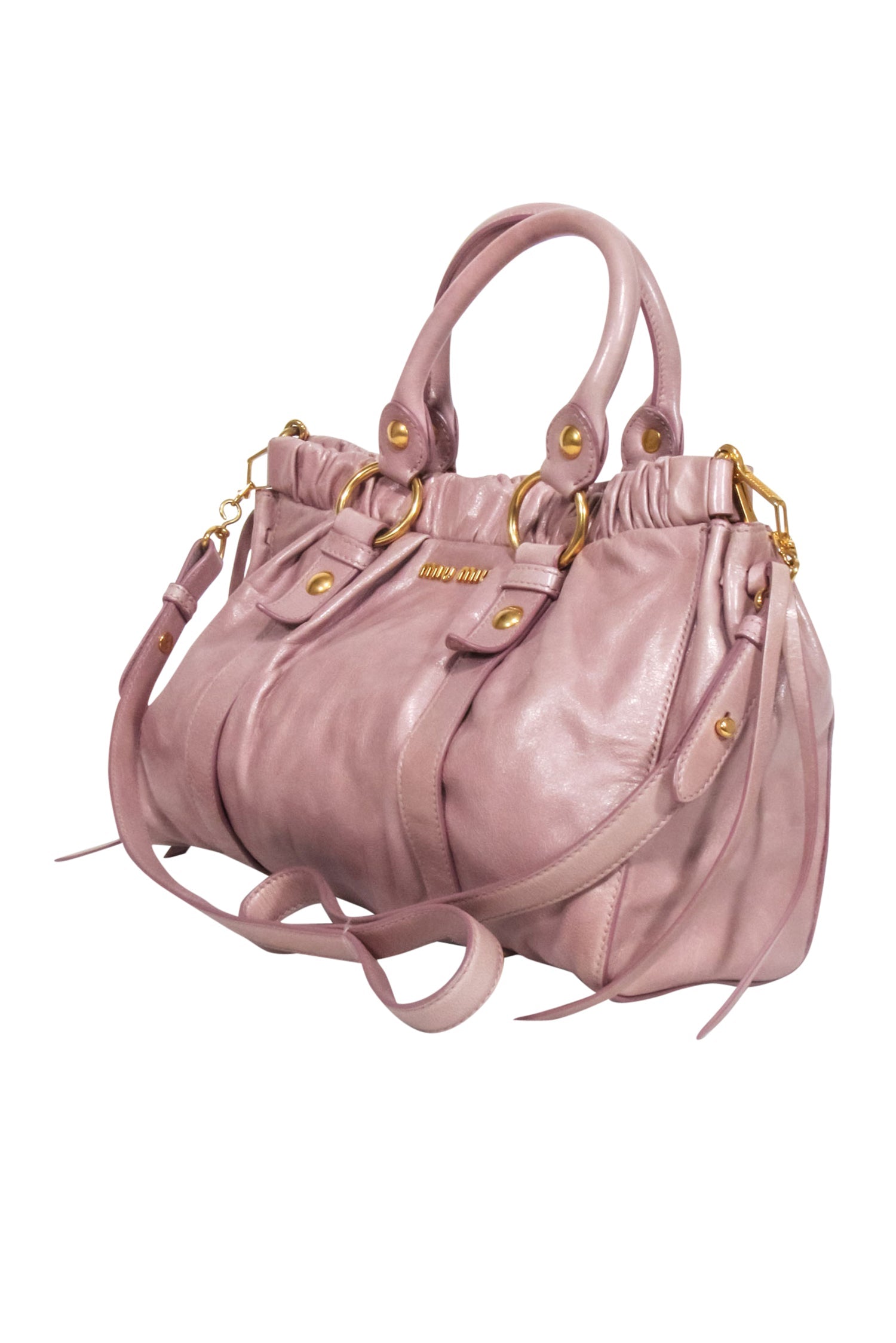 Miu Miu - Stunning Beige Leather Gathered Satchel Bag