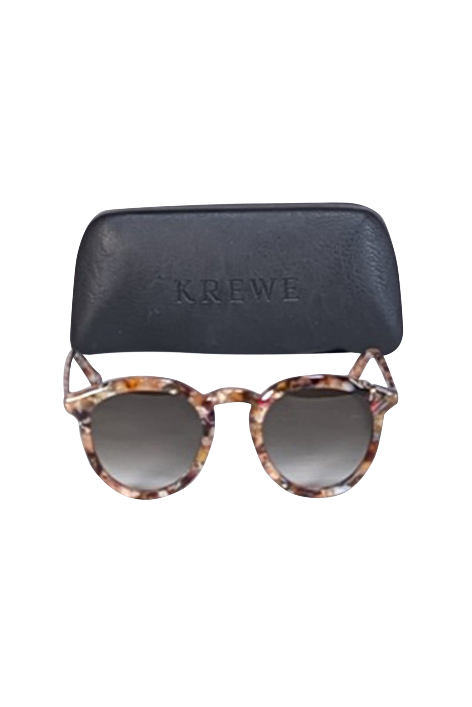 Krewe's Stunning Brown & Tan Print Round Collins Sunglasses