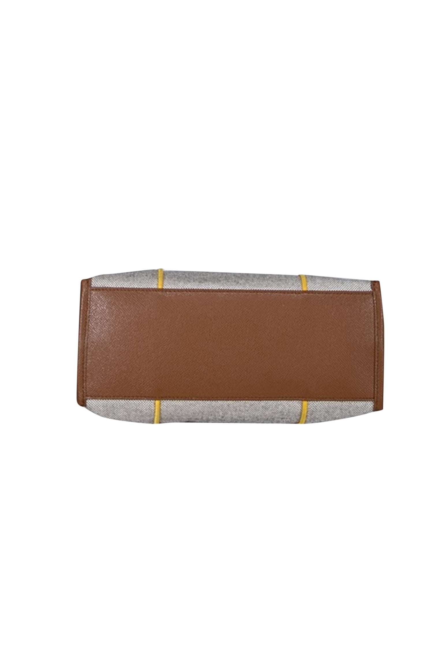 Furla - Stunning Beige & Black Blend Handbag with Vibrant Yellow Trim and Elegant Tan Leather