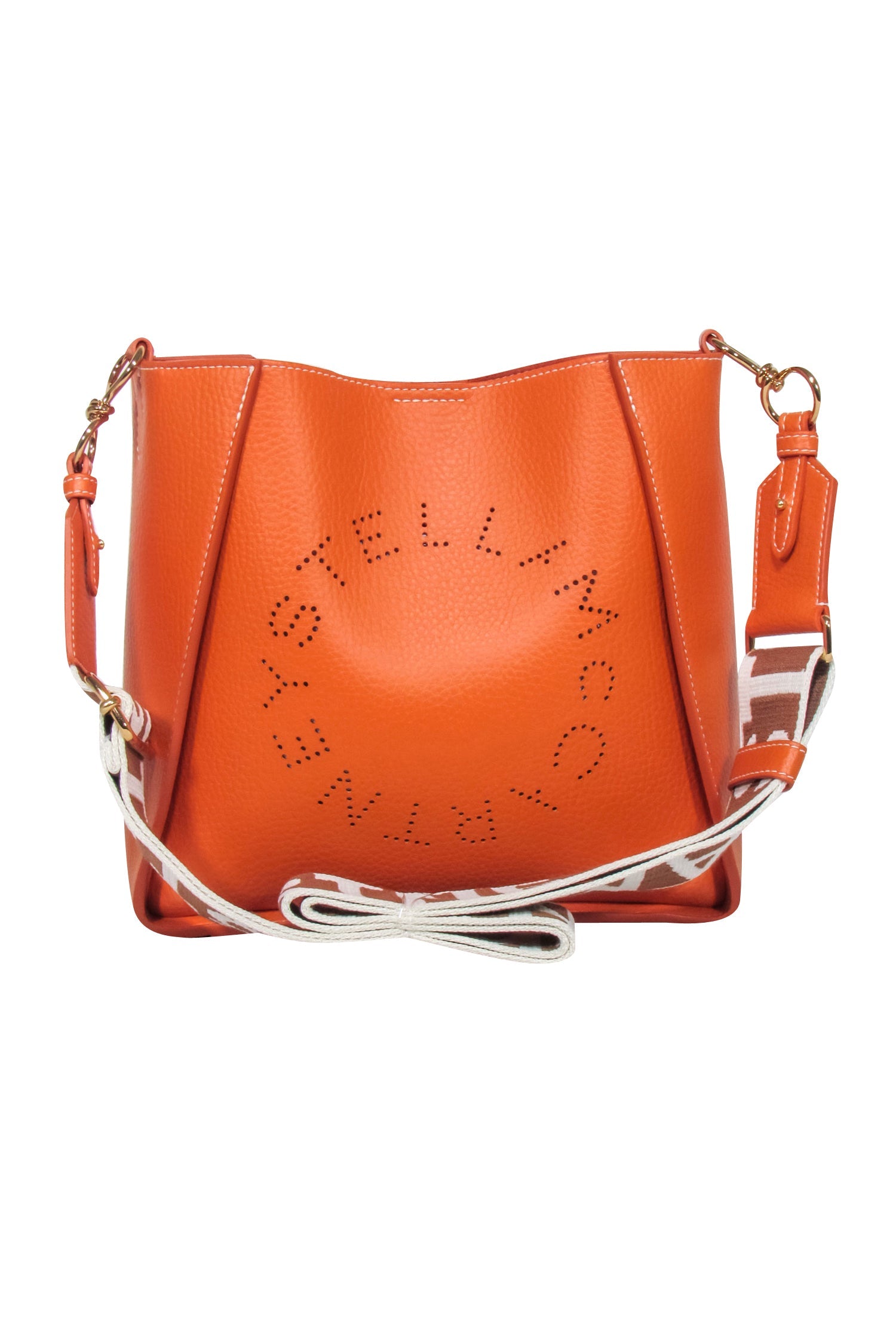 Stella McCartney Orange Mini Embossed Grainy Faux Leather Crossbody: A Colorful Fashion Gem