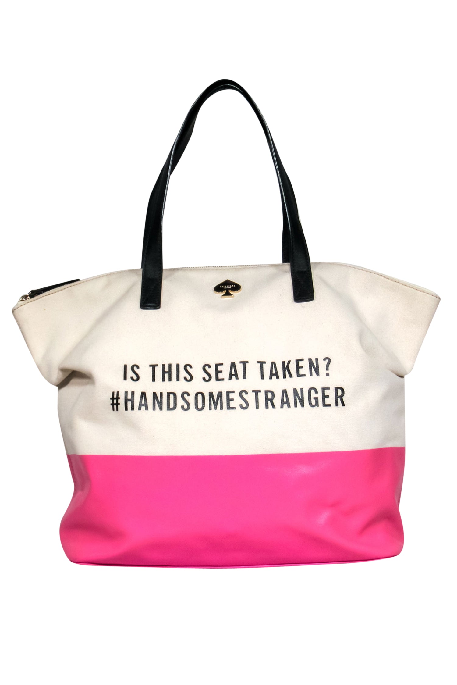 Kate Spade - Beige & Hot Pink 'Is This Seat Taken?' Graphic Tote Bag