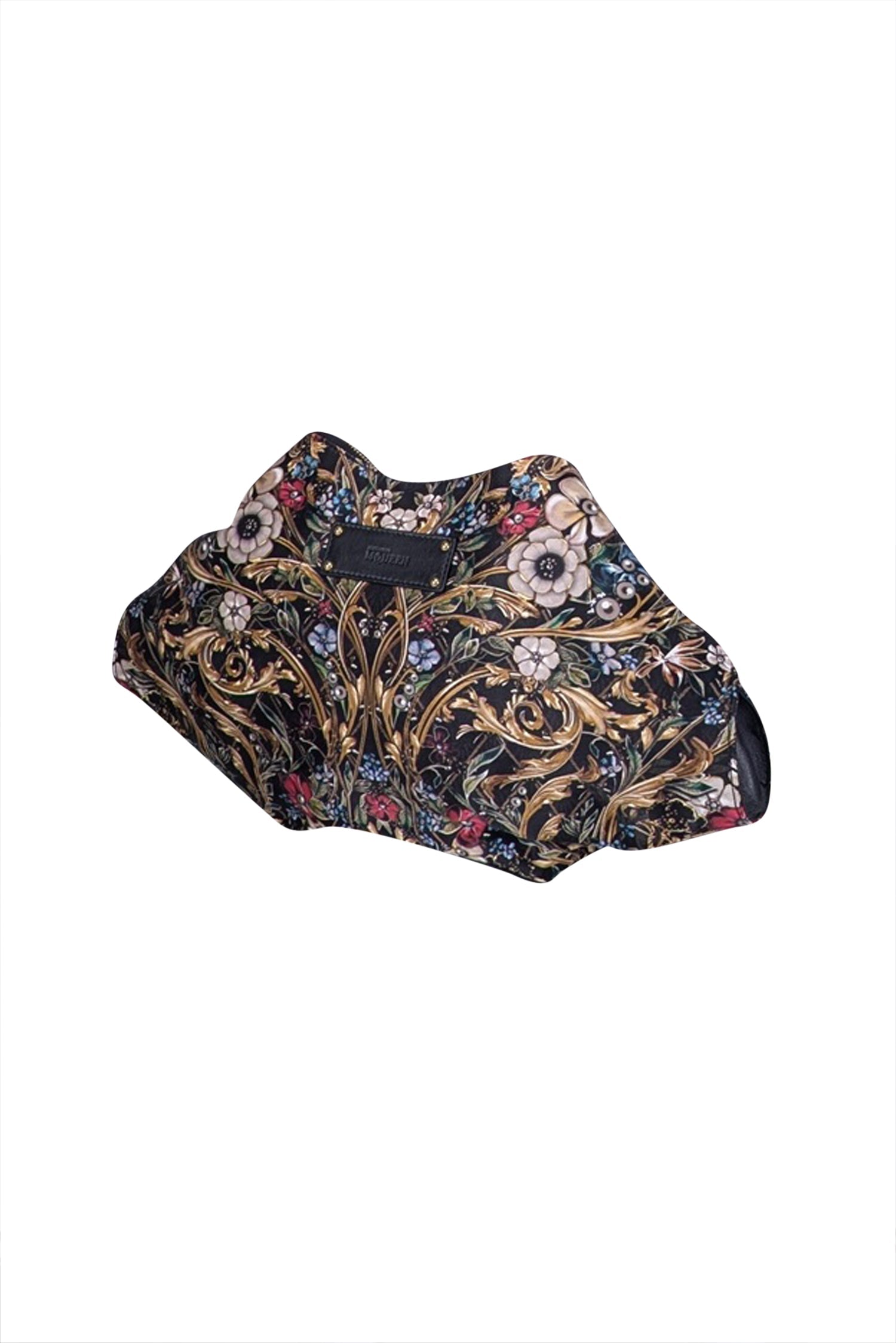 Alexander McQueen - Stunning Black & Gold Floral Satin Manta Clutch Bag