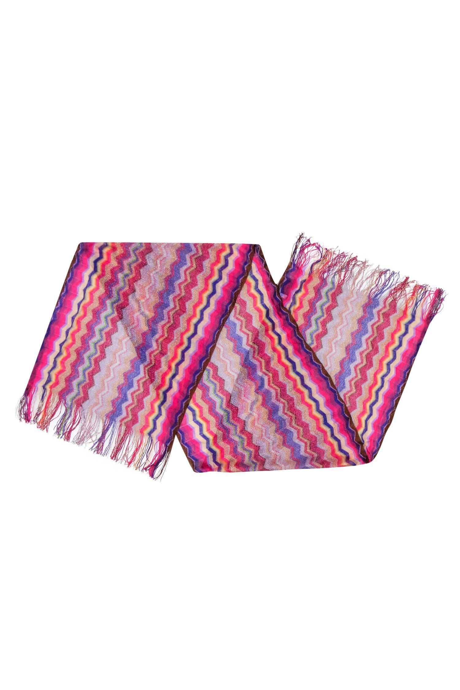 Missoni - Stunning Purple, Pink & Gold Metallic Zig - Zag Scarf