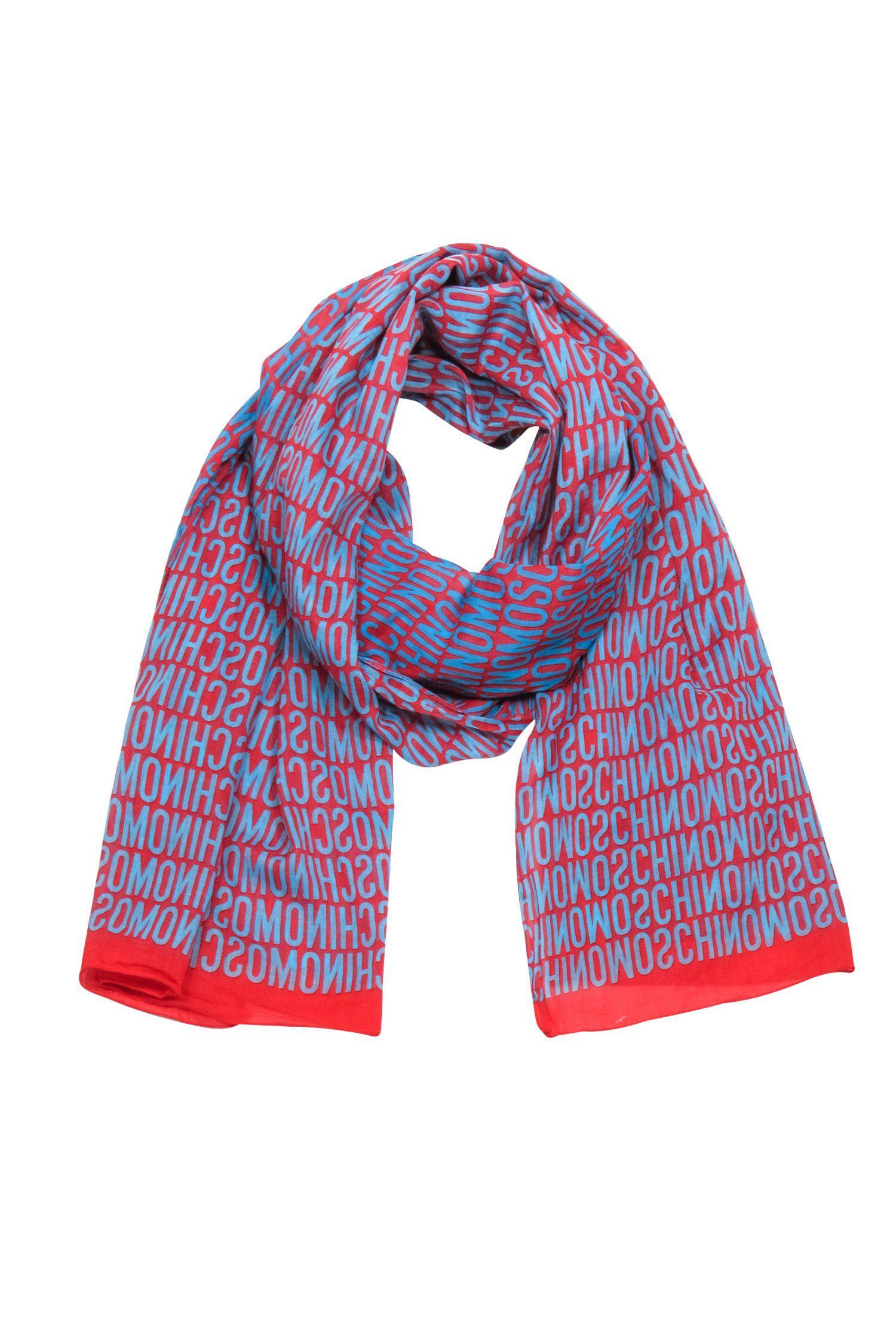 Moschino Red & Blue Logo Cotton Scarf: A Designer Statement Piece