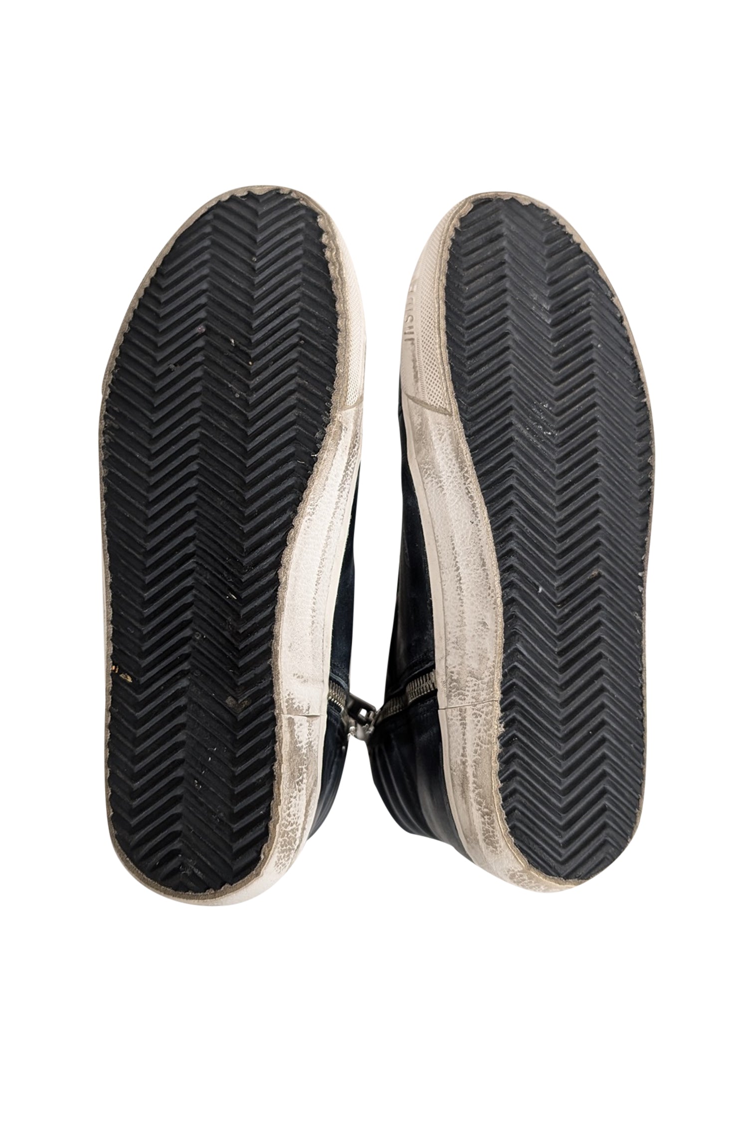 Golden Goose - Edgy Black Leather Slide Mid-Top Studded Sneakers, Size 7