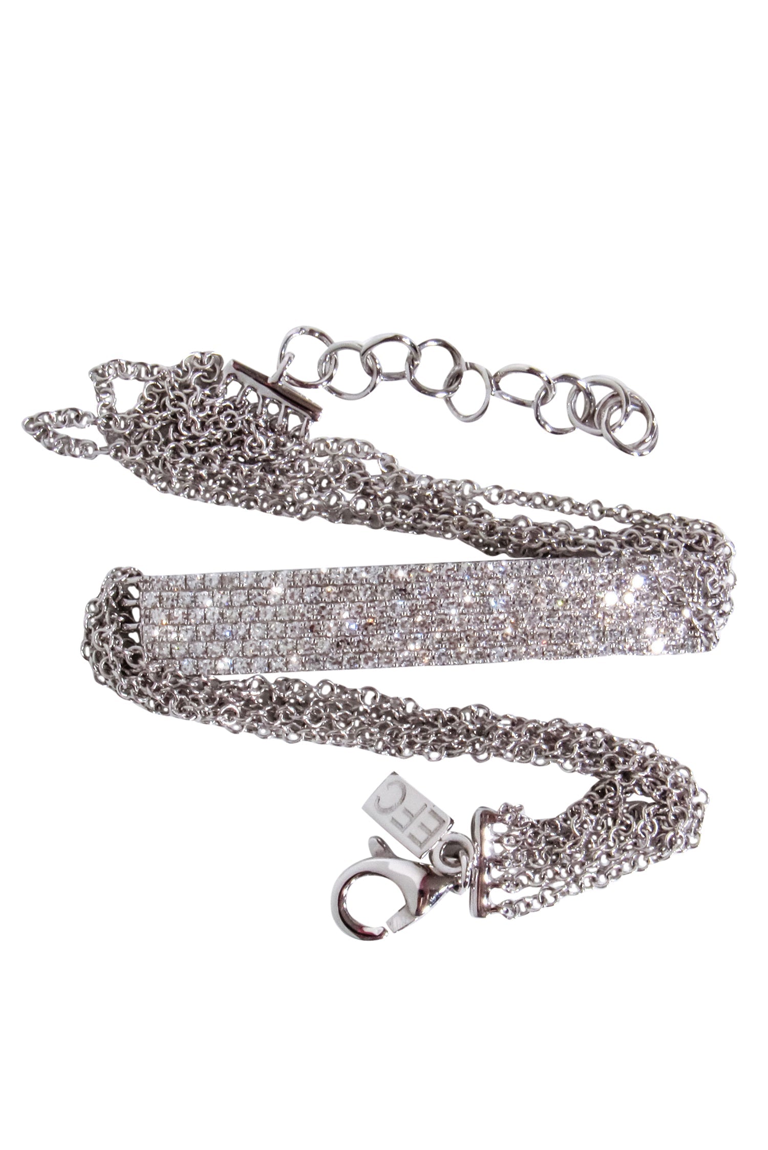 EF Collection - 14K White Gold Diamond Jumbo Multi - Chain Bracelet: A Sparkling Arm Delight