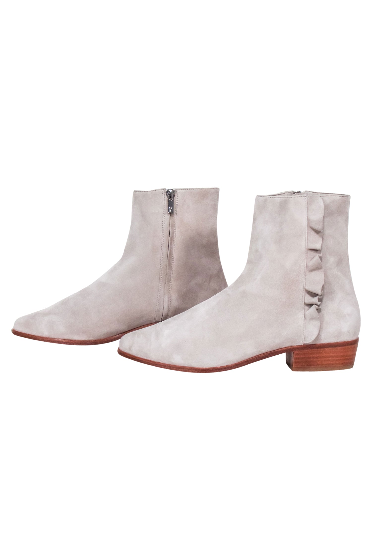 Joie Beige Ruffle Trim Short Booties - Size 9.5: Irresistible Fashion!