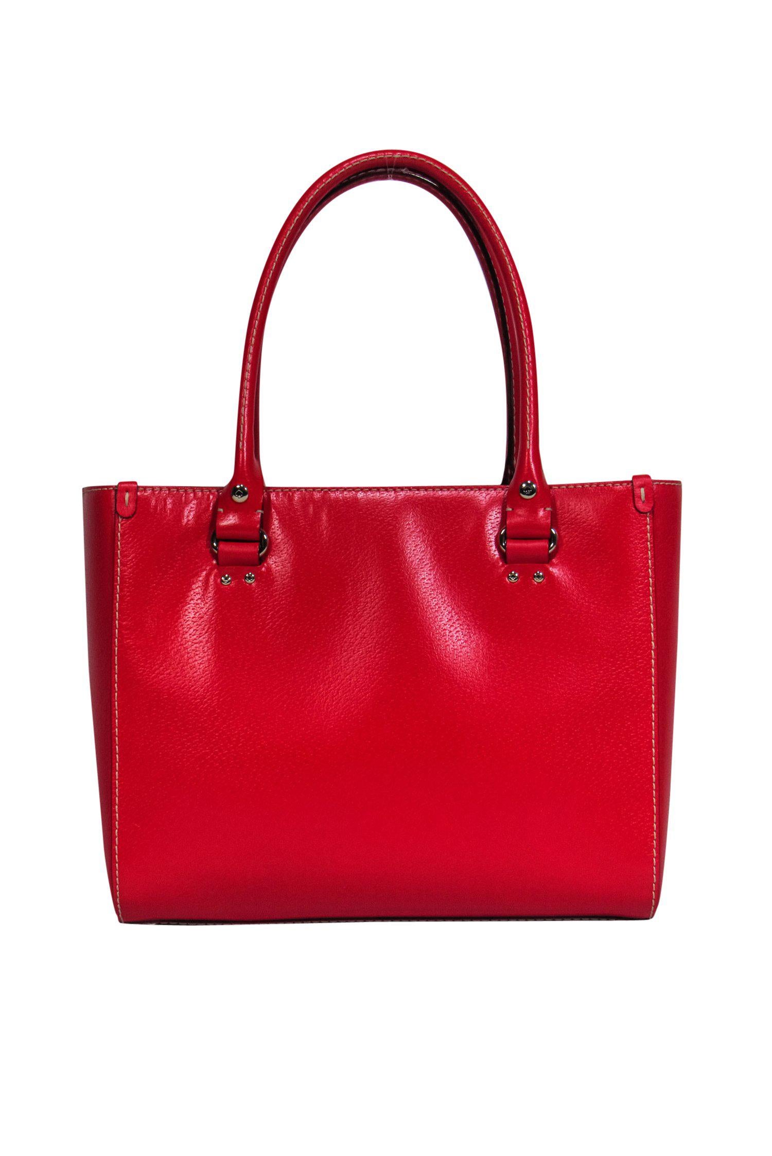 Kate Spade Red Leather Tote-Style Satchel: A Bold Fashion Statement