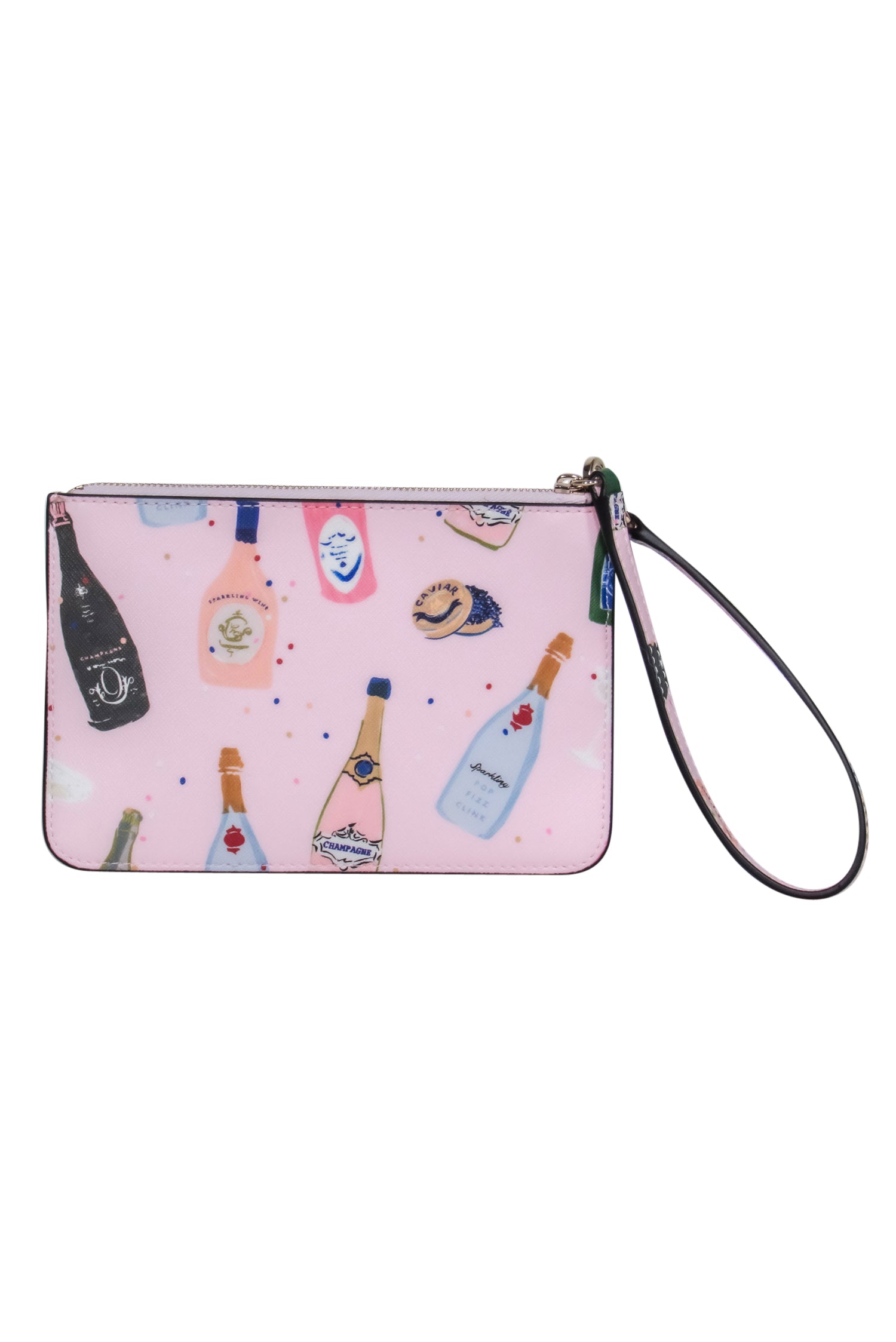 Kate Spade Pink Champagne Bottles Print Wristlet - A Party Essential!