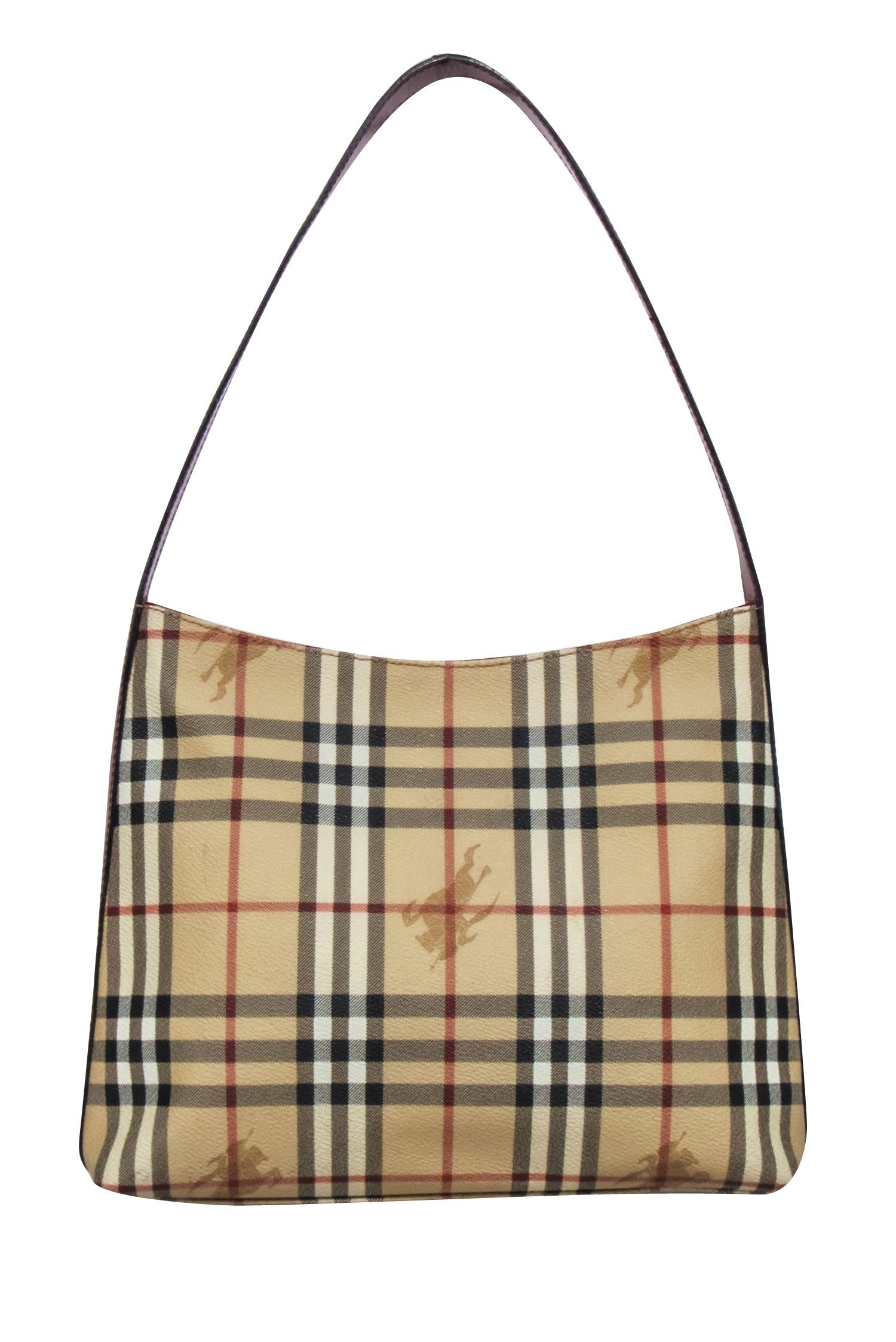 Burberry - Chic Beige Signature Plaid Logo Shoulder Bag