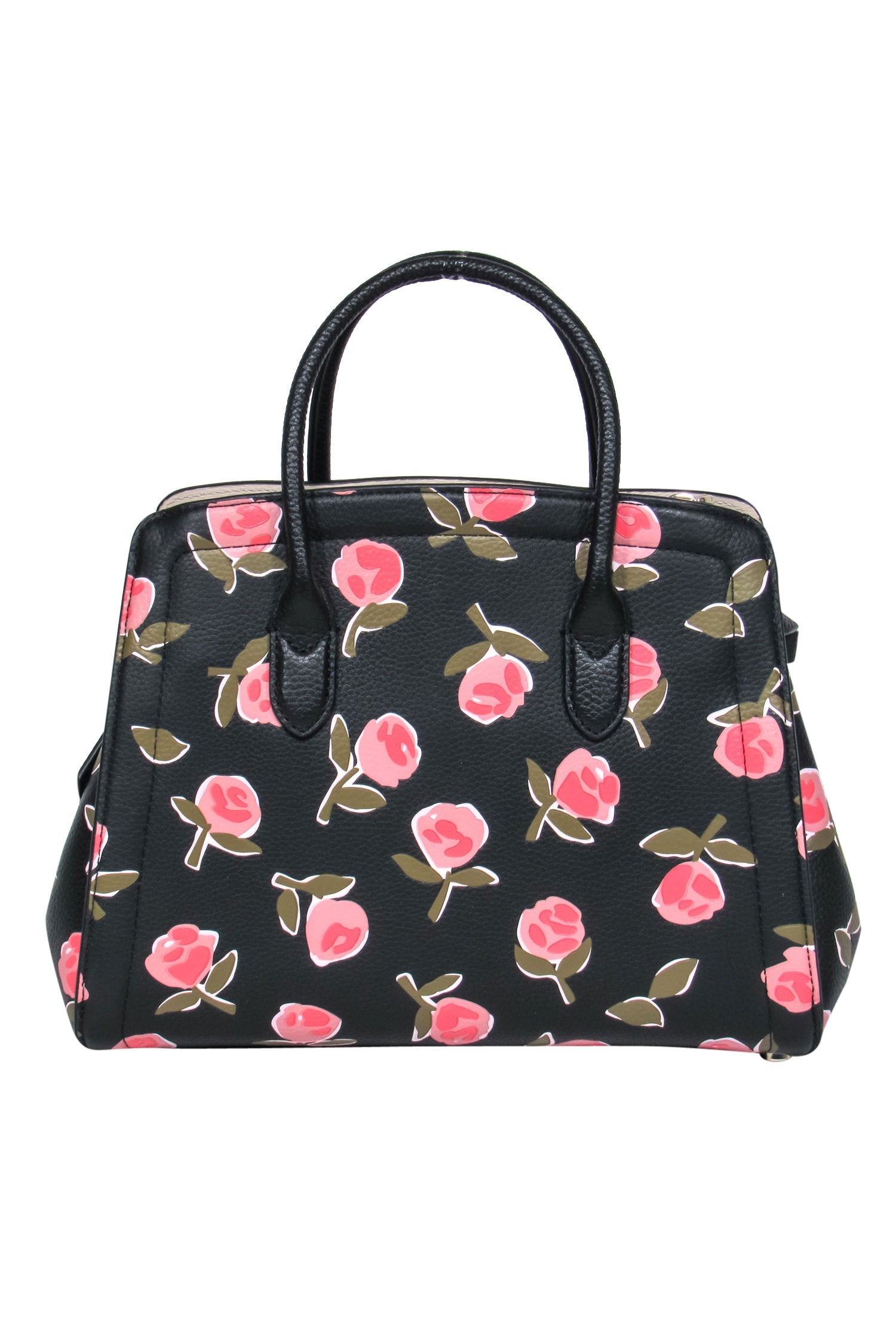 Kate Spade Black & Pink Rose Print Convertible Satchel: Chic Springtime Essential