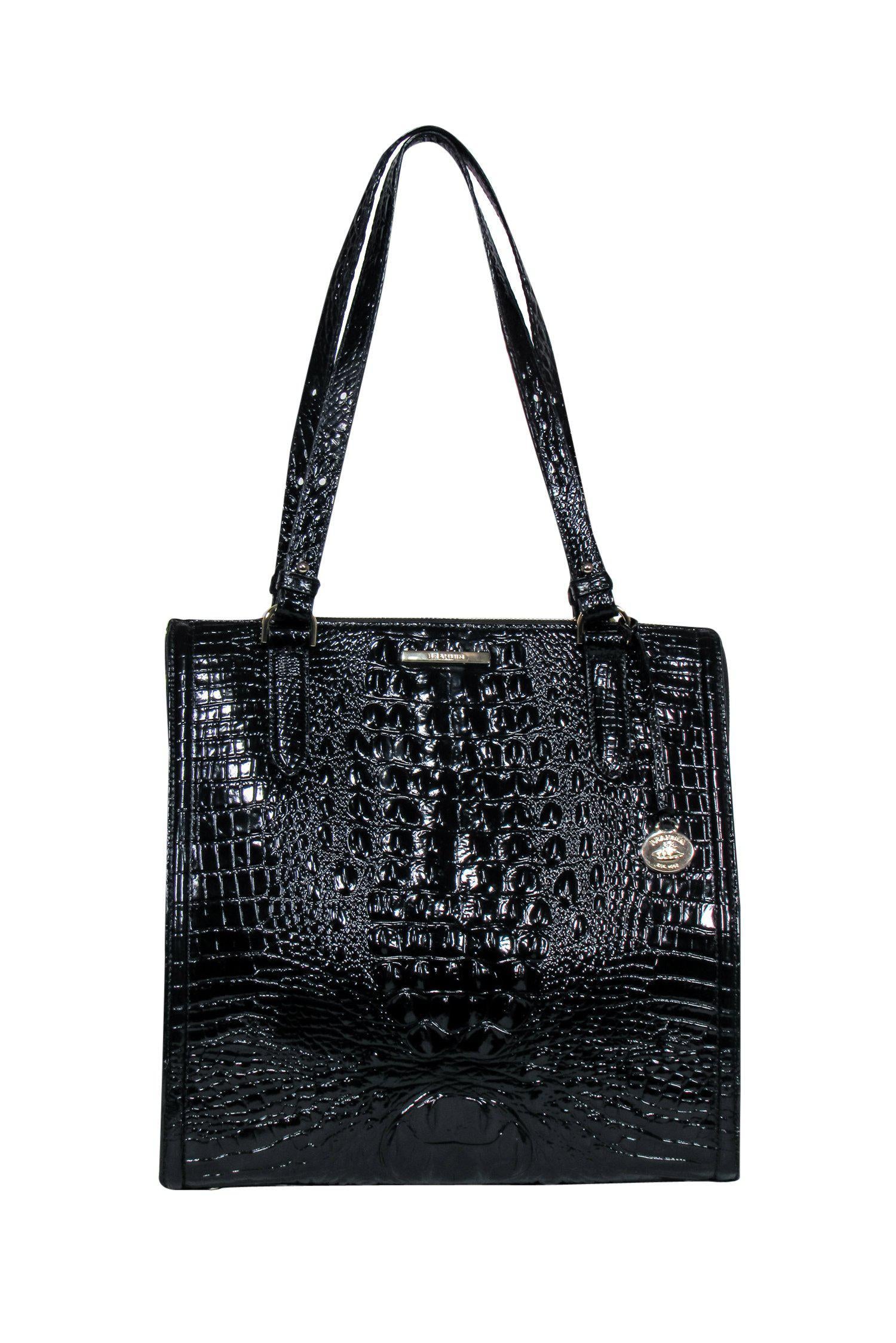 Brahmin - Exquisite Black Patent Leather Alligator Embossed Tote