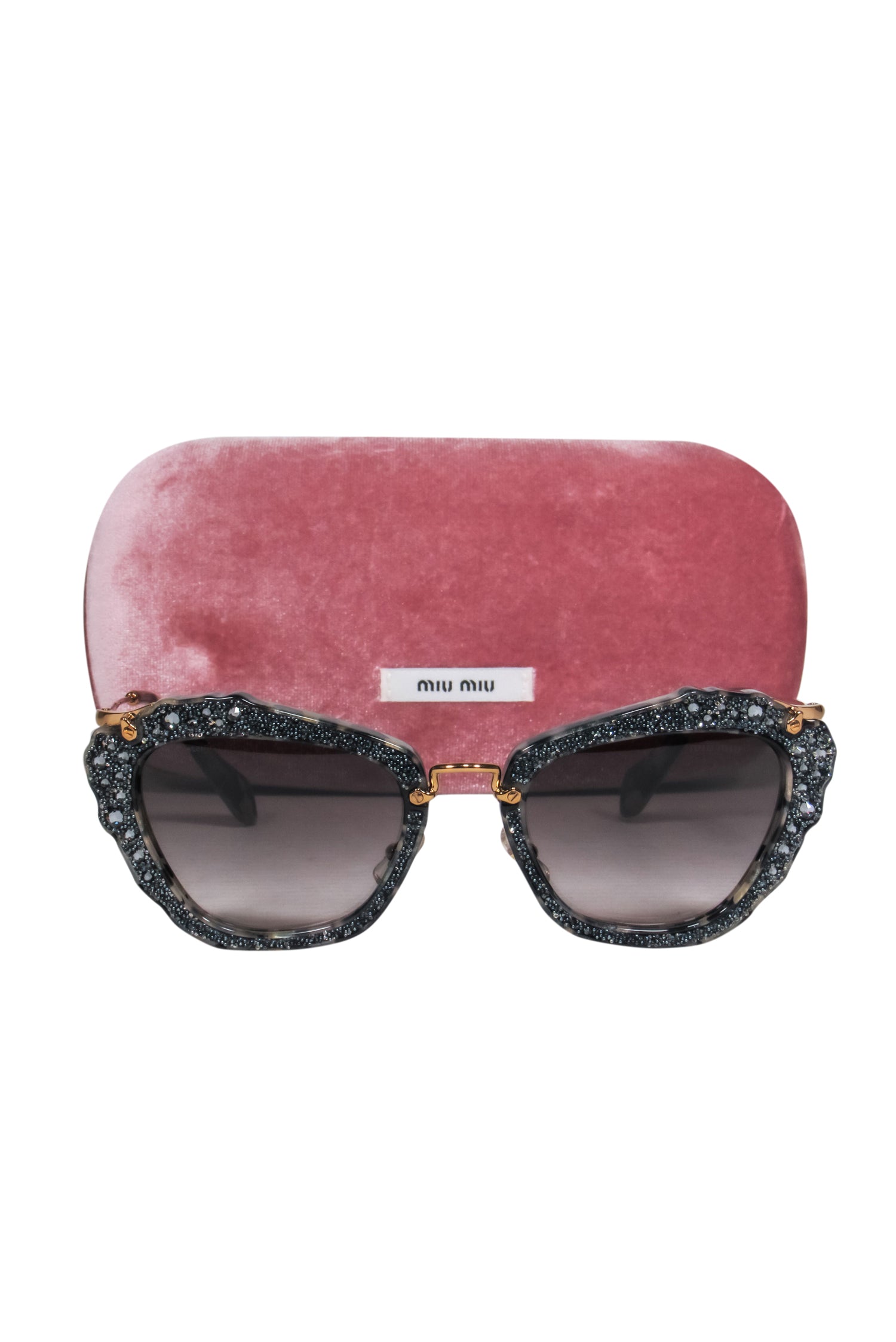 Miu Miu - Stunning Black Tortoise Rhinestone Sunglasses with Rose Gold Hardware