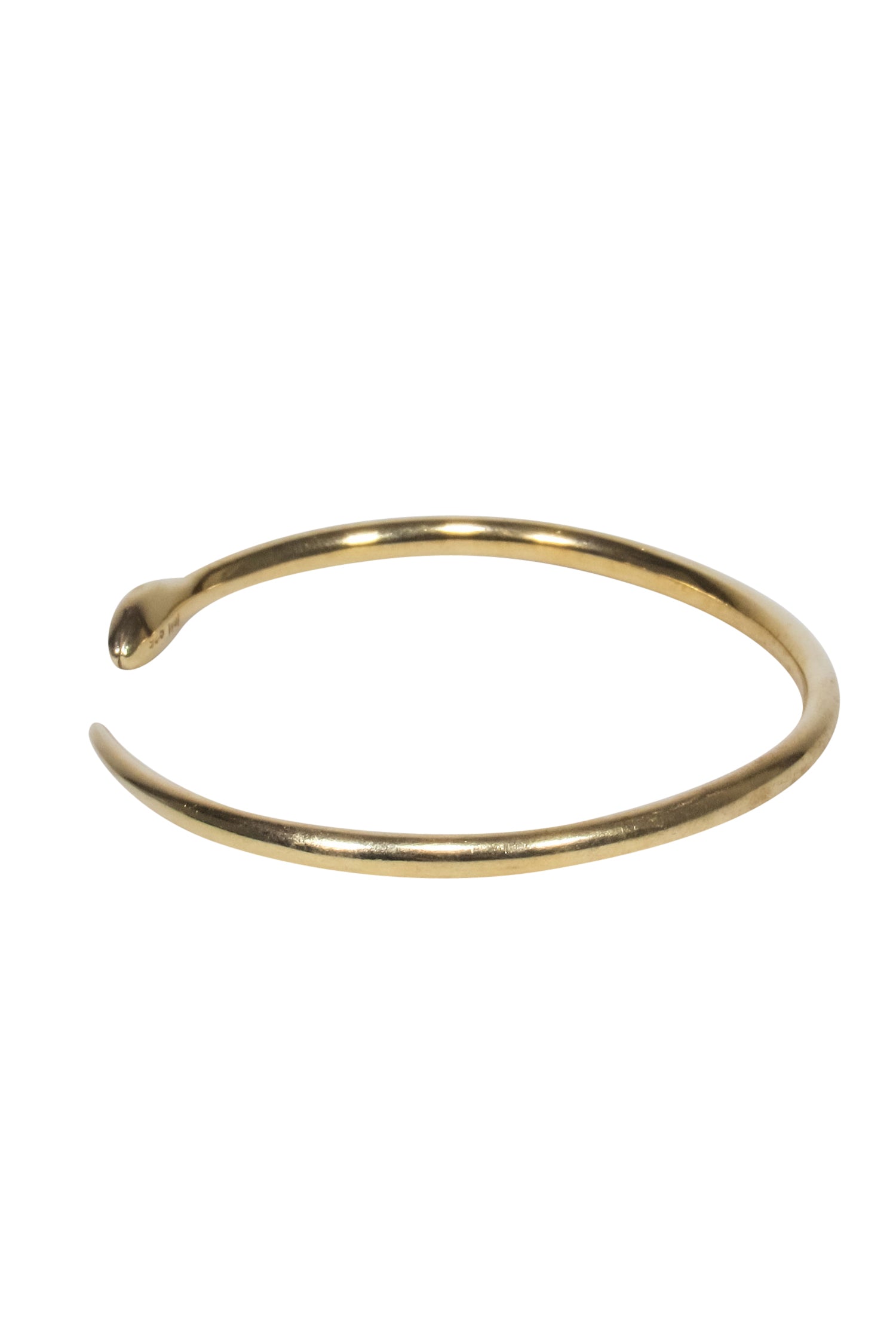 Ileana Makri Gold Snake Bangle with Enchanting Green Gem Eyes