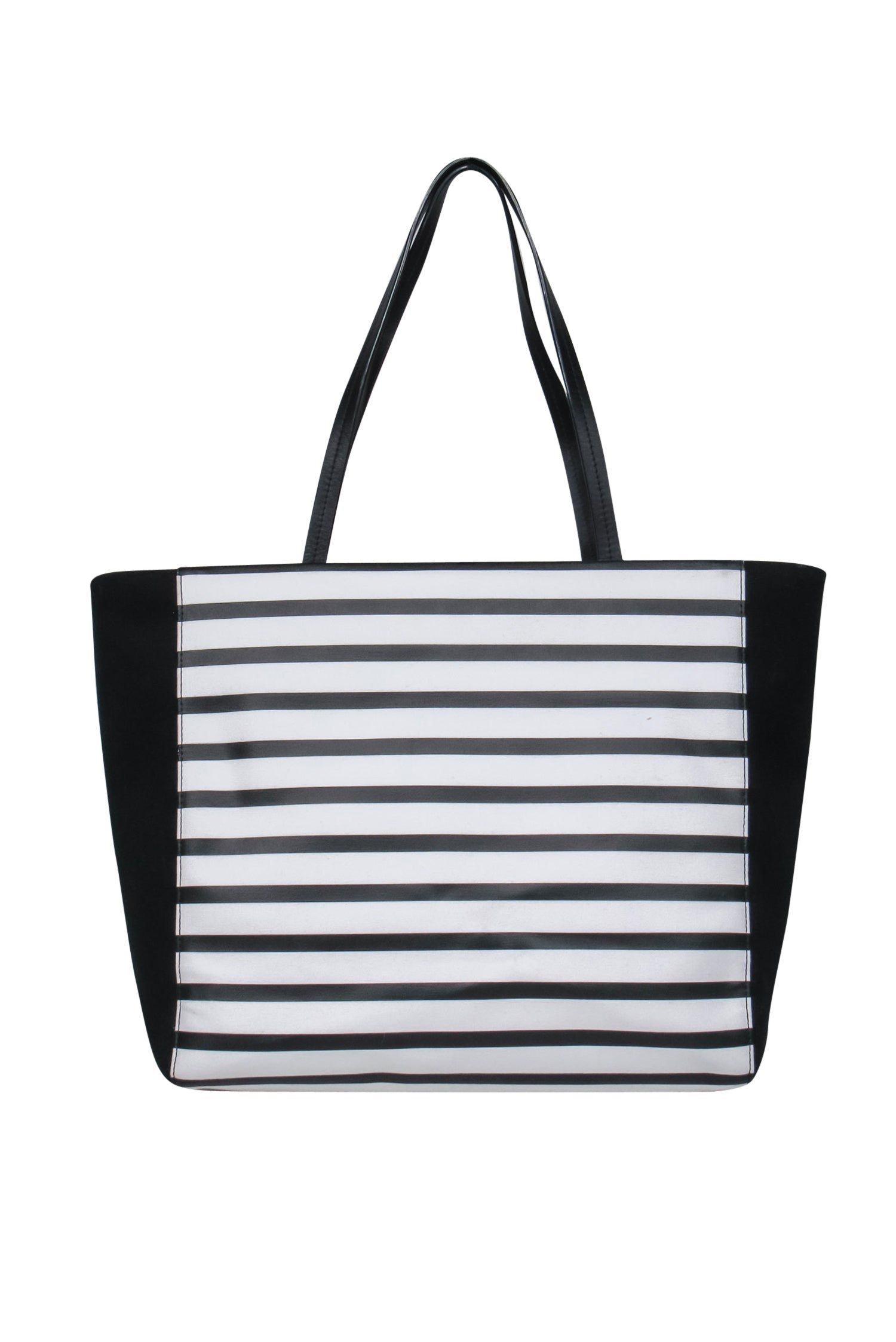 Kate Spade Queen Bee Hallie Tote: Black & White Stripes with Jeweled Bee