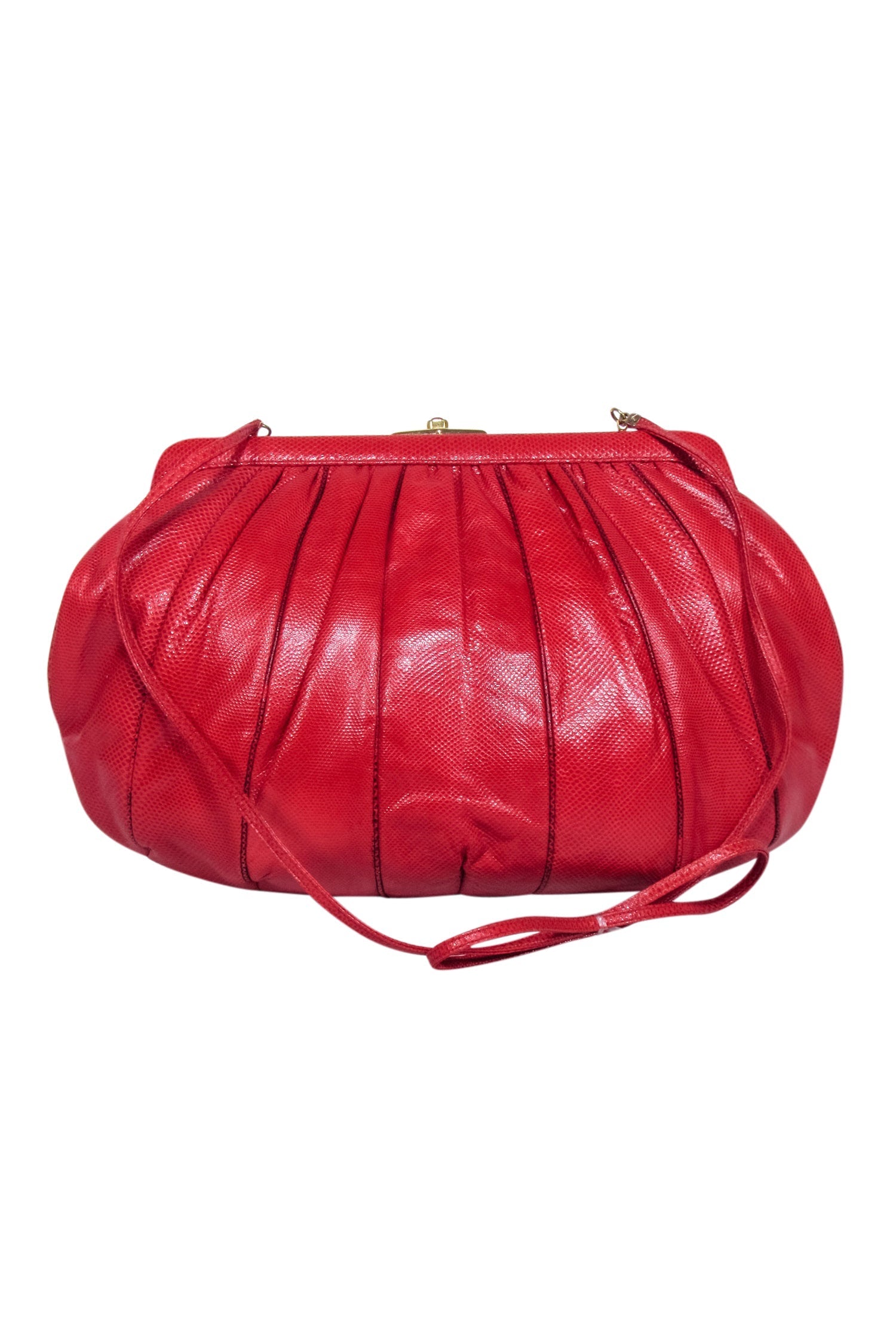 Judith Leiber - Stunning Red Reptile Texture Crossbody Bag
