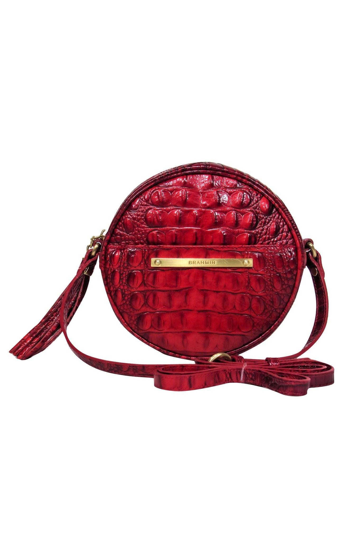 Brahmin's Stunning Red Croc Embossed Circle Crossbody Bag