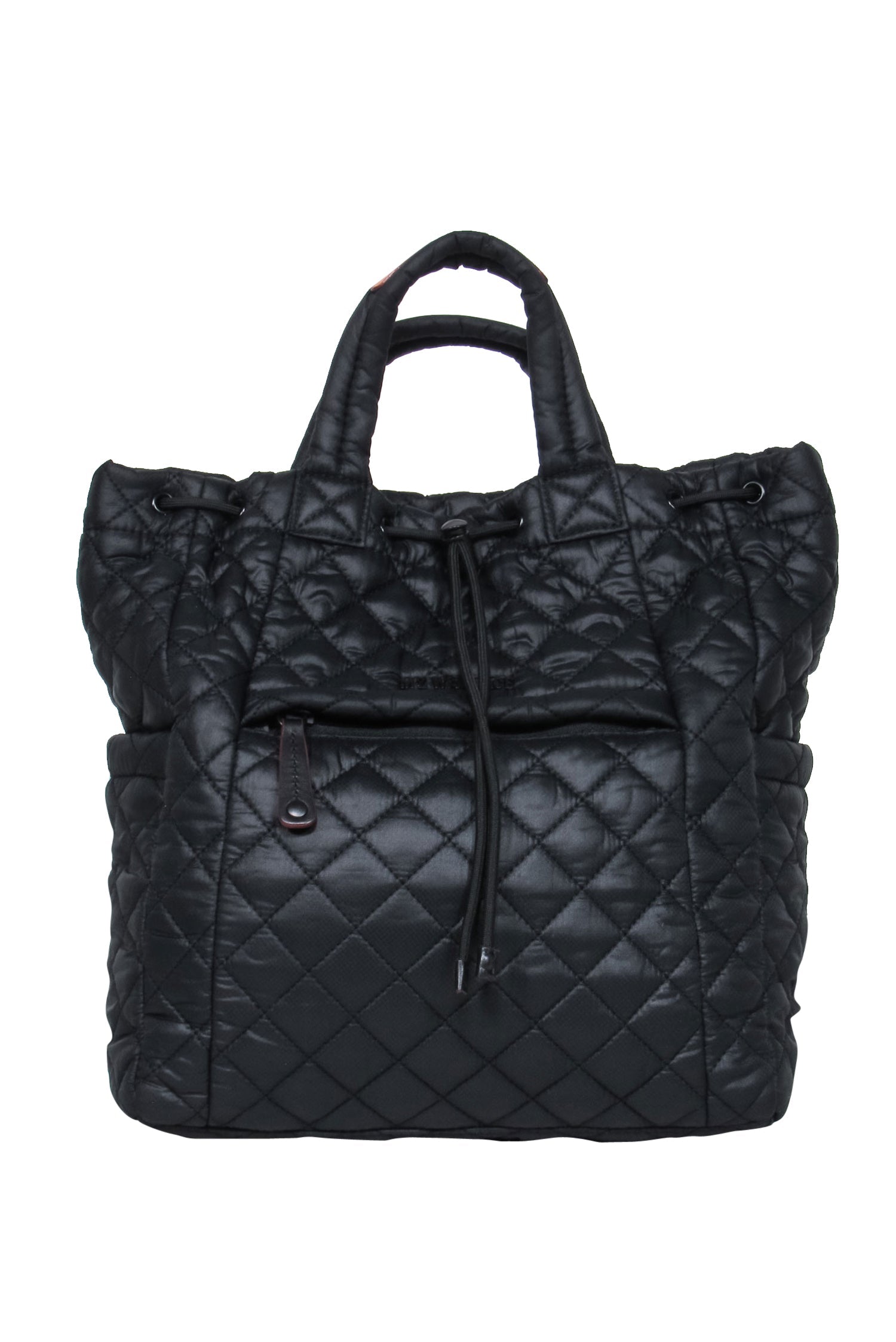 MZ Wallace - Stylish Black Quilted Nylon Drawstring Backpack for Urban Adventures
