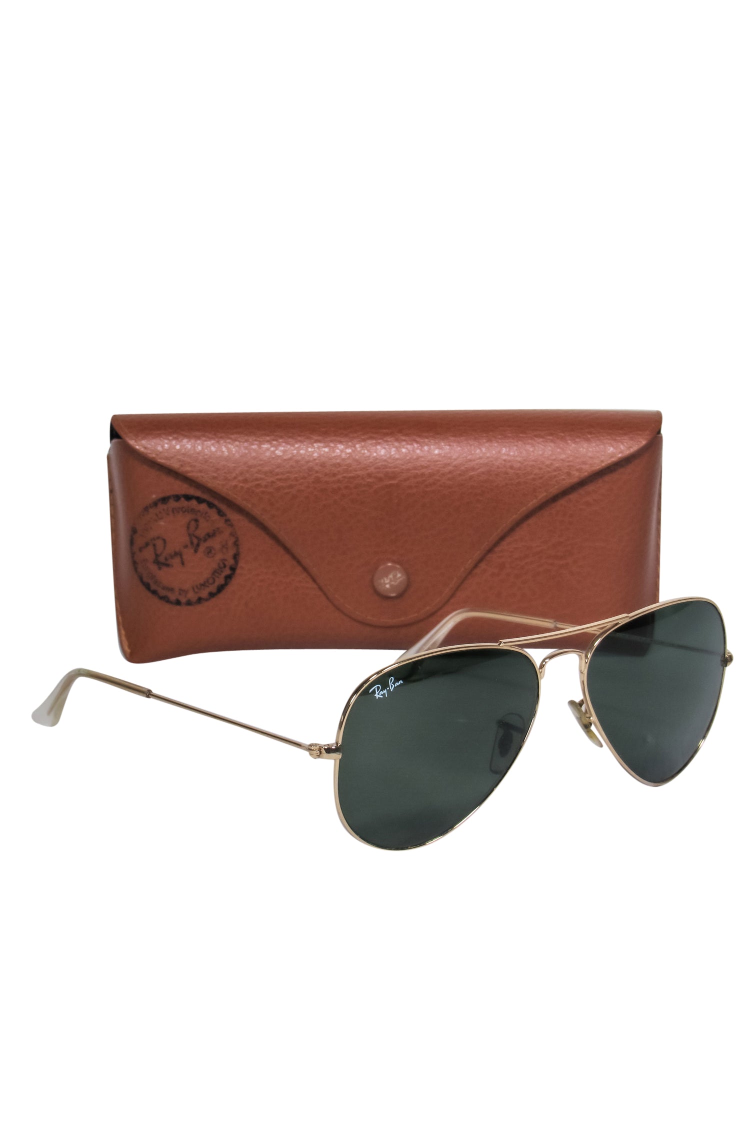 Ray-Ban Gold Aviator Sunglasses with Stunning Greenish Blue Tint