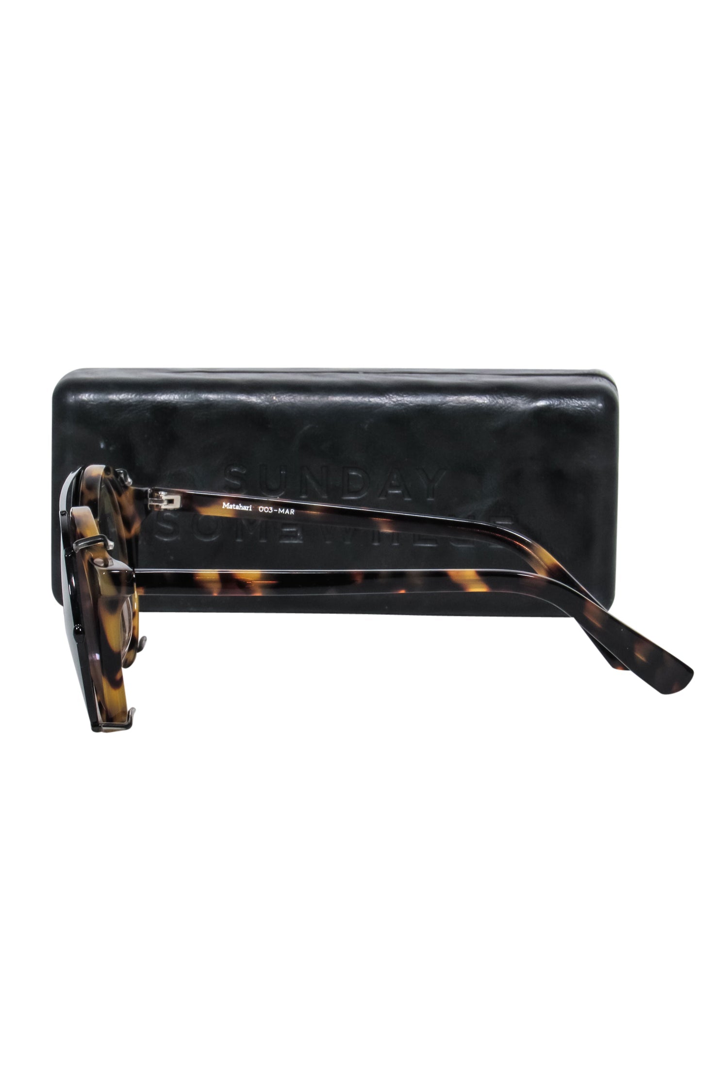 Sunday Somewhere - Stylish Brown Tortoise Shell Round Sunglasses with Brow Bar
