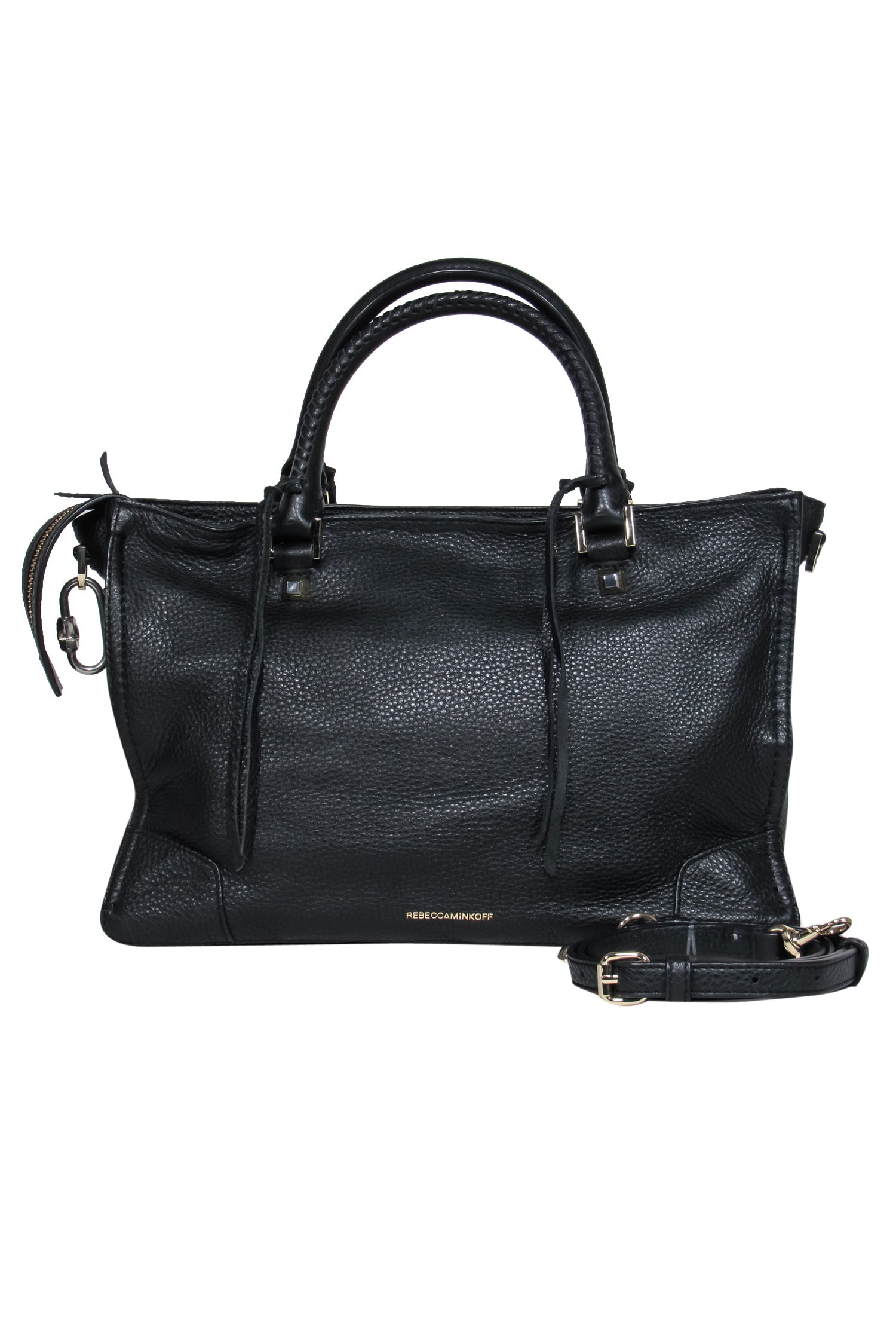 Rebecca Minkoff - Stylish Black Pebbled Leather Convertible Satchel