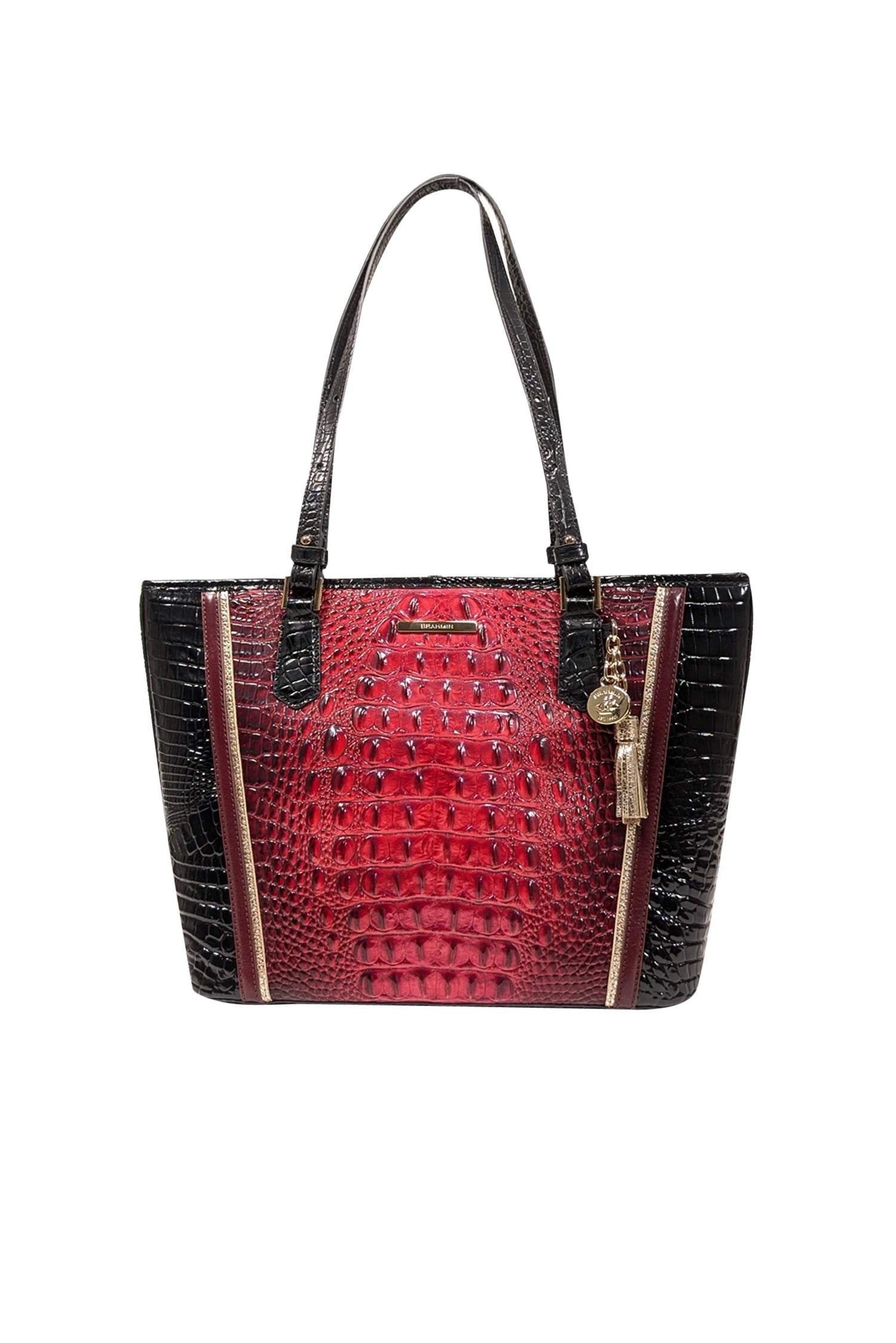 Brahmin - Stunning Pink, Maroon & Black Croc Embossed Tote Bag