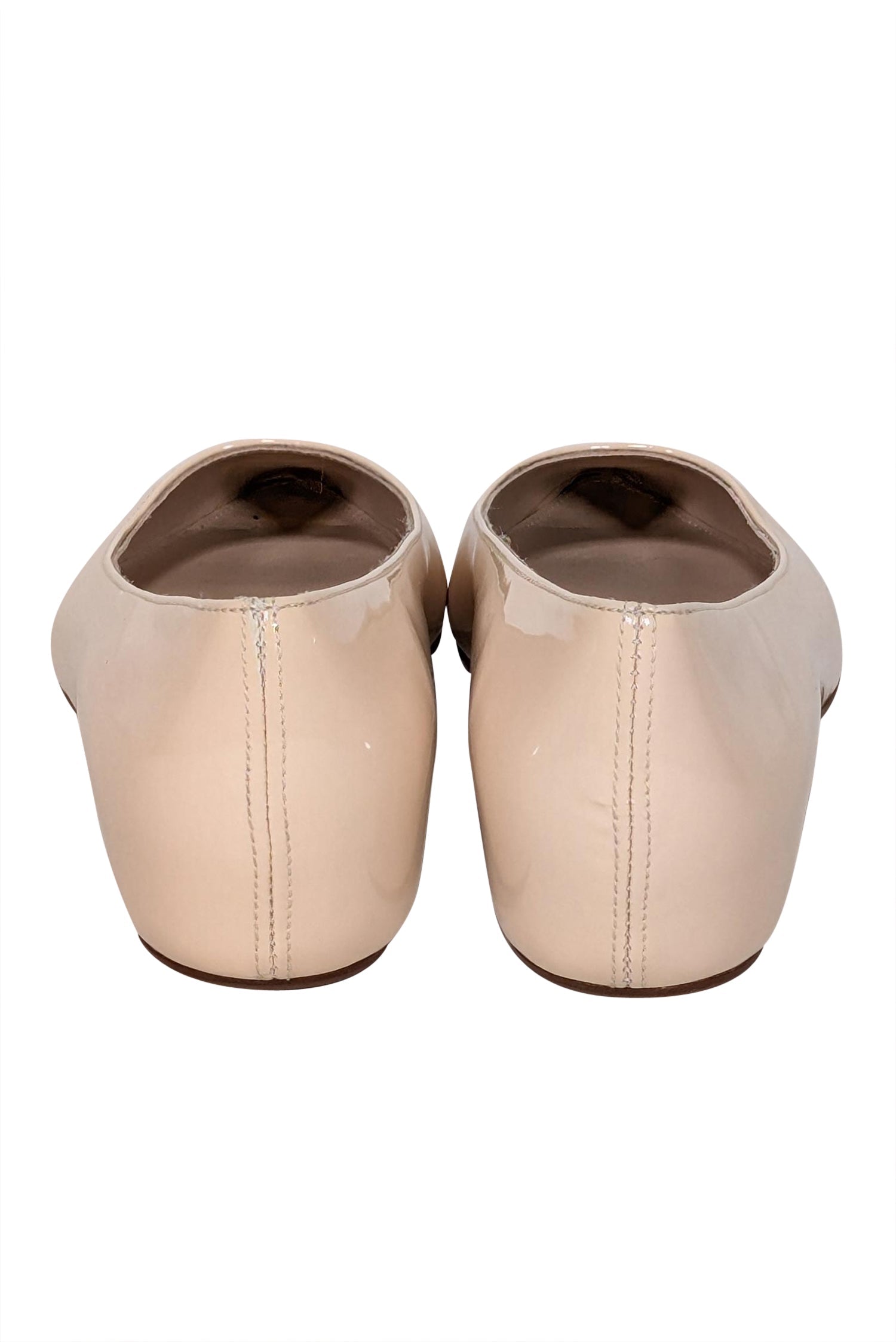 Stuart Weitzman Cream Patent Leather Pointed-Toe Flats - Size 5 - A Chic Essential!