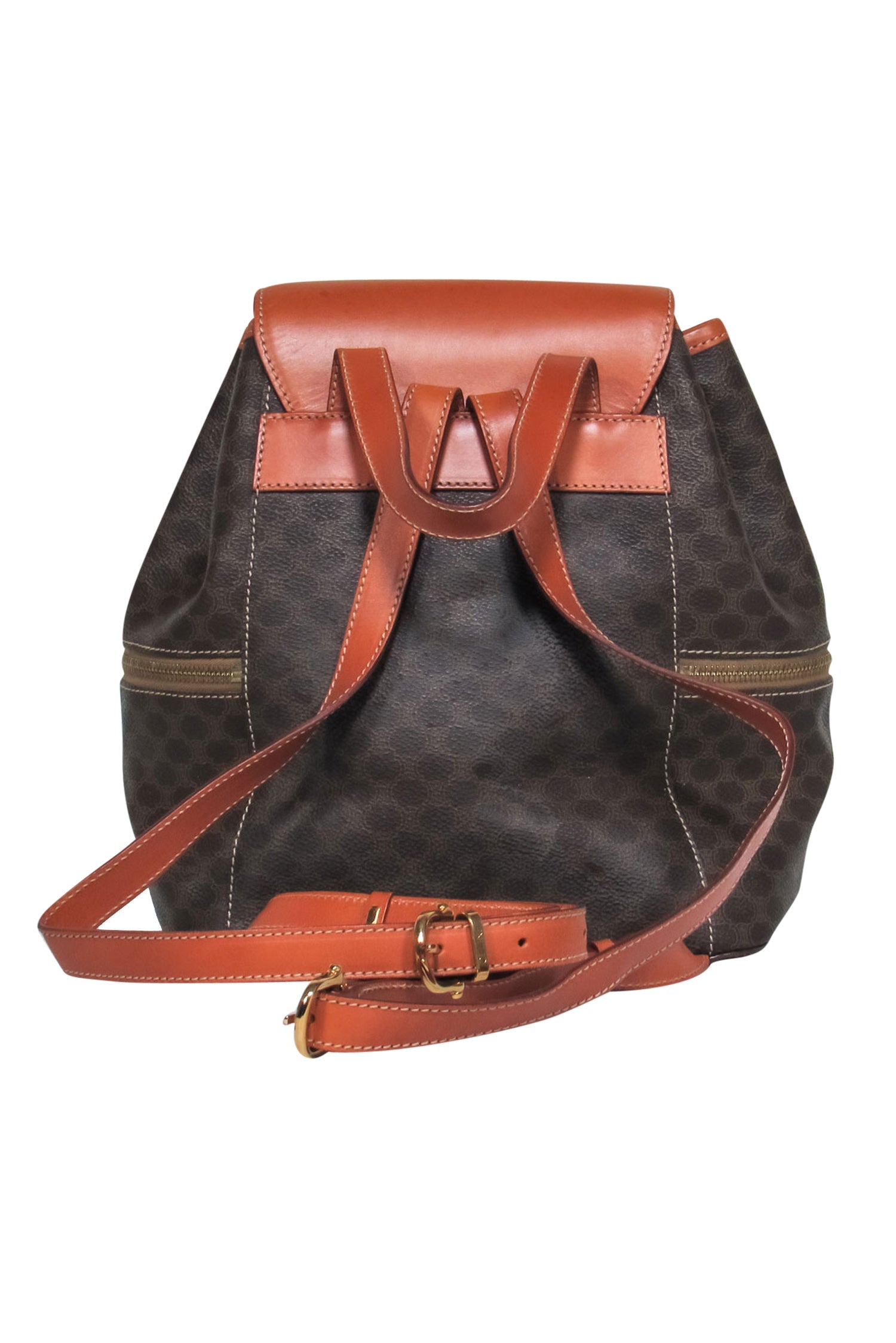Celine Brown Pebbled Leather Backpack: A Fashionable Fold-Over Beauty