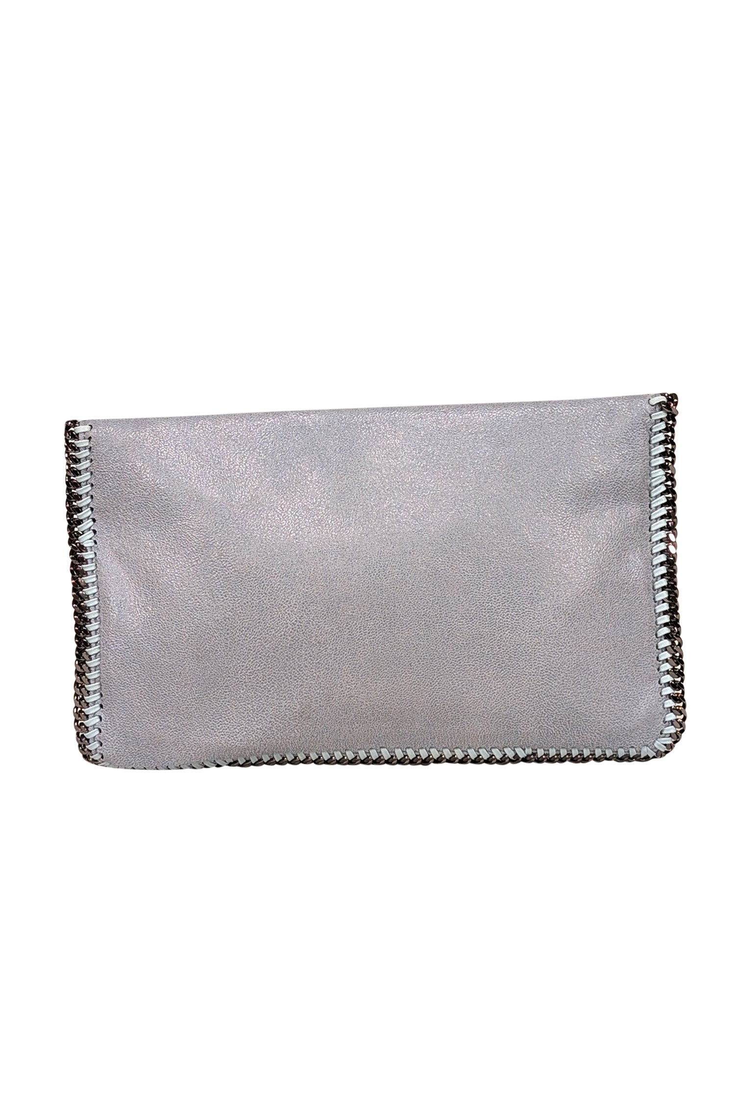 Stella McCartney - Chic Pale Blue Vegetarian Suede Falabella Fold-Over Clutch