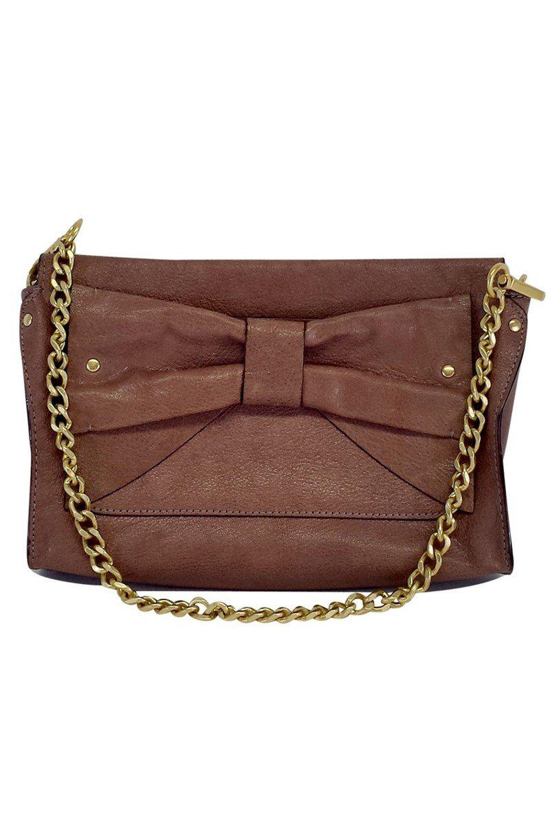 Nanette Lepore's Charming Mauve Leather Bow Shoulder Bag - A Must-Have!
